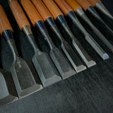 #M162  Mixed set for beginner Bench chisels set by unknown smith バラ鑿合わせ 初心者におすすめ 追入組鑿作者不明