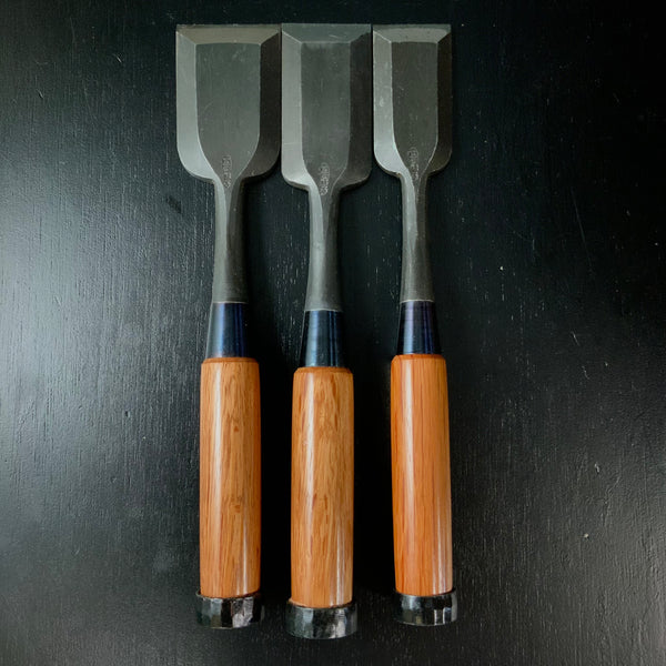 Kanehiro shorter Timber chisels with Traditional Japanese iron 兼弘 バラ 和鉄 半叩き鑿  Tatakinomi 36,42,48mm