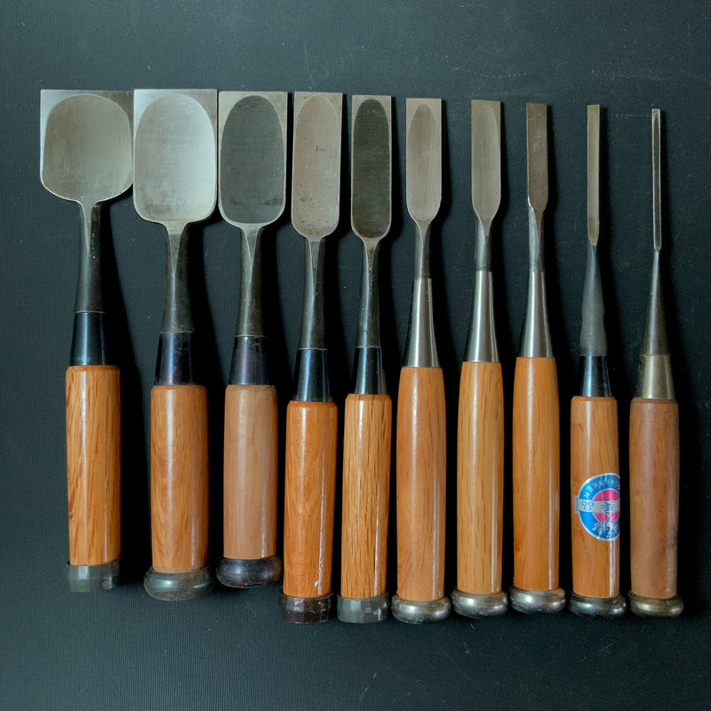 #M139  Mixed set for beginner Bench chisels set by unknown smith バラ鑿合わせ 初心者におすすめ 追入組鑿