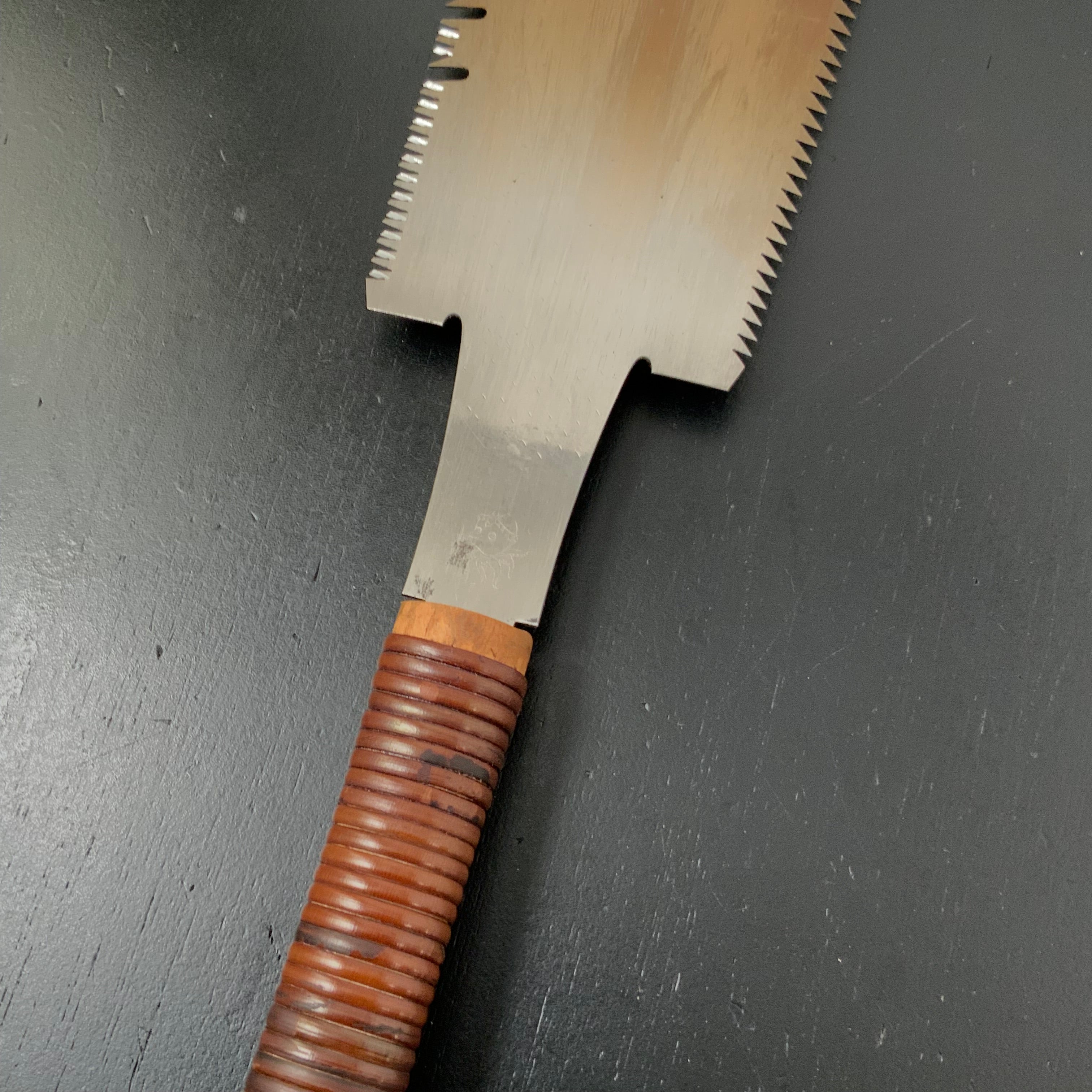 #189 Nagakatsu Double Edge Saw Eddy Type Handles set by Kurashige For Soft Wood  長勝鋸 渦巻き柄 両刃鋸 針葉材用 265mm