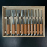 Sukemaru 4th High-Speed Steel Bench chisels 10pc set Ichimonji Type  四代助丸 碓氷淑郎 ハイス鋼追入組鑿 一文字 Oirenomi