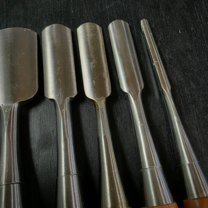 #M167 Mixed Sotomaru chisels set by unknown smith バラ鑿合わせ 外丸組鑿 5本組 作者不明