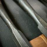 Old stock Koshihide Soto maru bench chisels set with white steel 掘出し物 越秀 外丸追入組鑿 5本組 Sotomarunomi