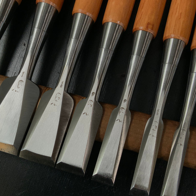 Sukemaru 4th High-Speed Steel Bench chisels 10pc set Ichimonji Type  四代助丸 碓氷淑郎 ハイス鋼追入組鑿 一文字 Oirenomi