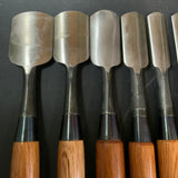 #14 Old stock Soto maru chisels set with white steel 掘出し物 外丸組鑿 10本組 Sotomarunomi