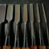 #M161  Mixed set for beginner Bench chisels set by unknown smith バラ鑿合わせ 初心者におすすめ 追入組鑿作者不明