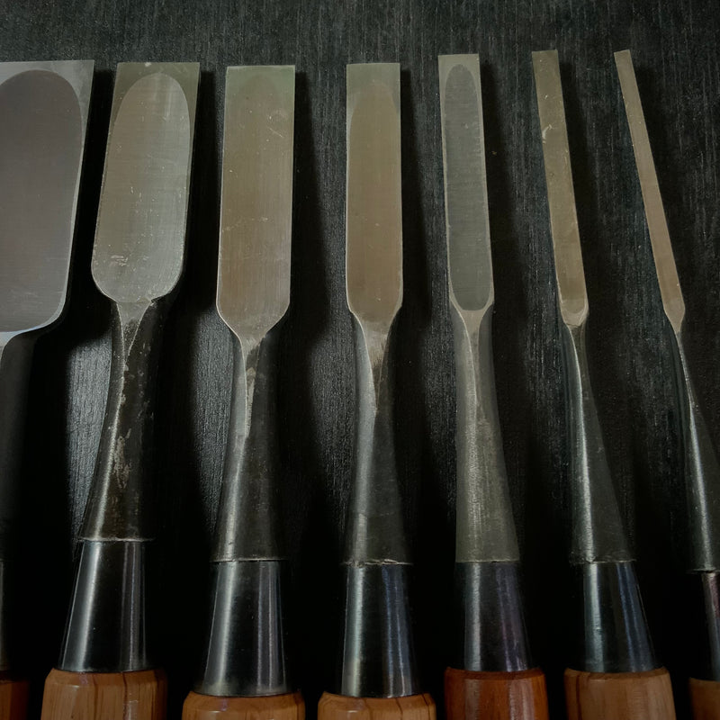 #M161  Mixed set for beginner Bench chisels set by unknown smith バラ鑿合わせ 初心者におすすめ 追入組鑿作者不明