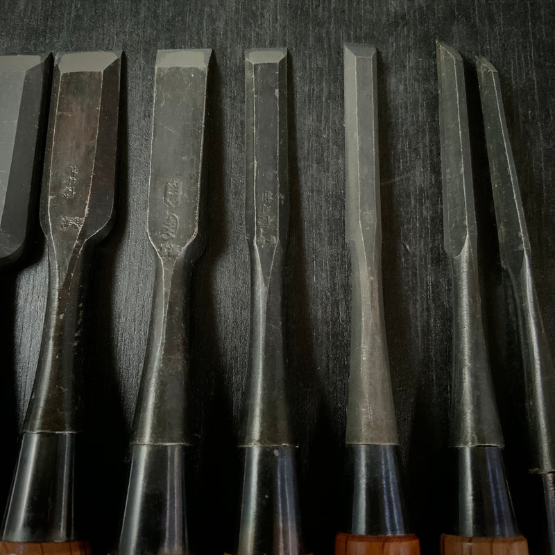 #M161  Mixed set for beginner Bench chisels set by unknown smith バラ鑿合わせ 初心者におすすめ 追入組鑿作者不明