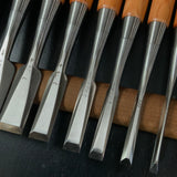 Sukemaru 4th High-Speed Steel Bench chisels 10pc set Ichimonji Type  四代助丸 碓氷淑郎 ハイス鋼追入組鑿 一文字 Oirenomi