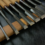 Old stock Oni-Ichimonji Bench chisels set   掘り出し物  鬼一文字 追入10本組鑿 Oiirenomi