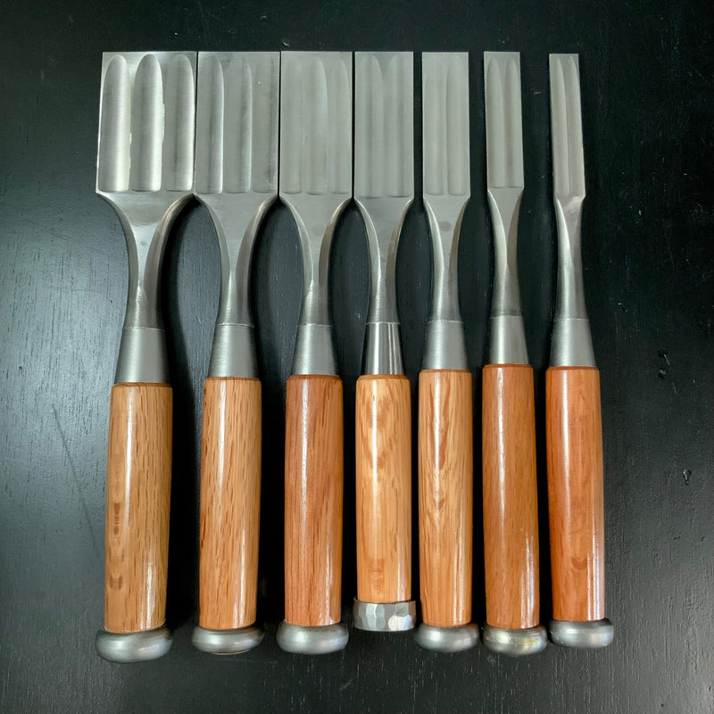 Sukemaru 4th High-Speed Steel  Shorter Timber Chisels set by Usui Yoshio 四代助丸 碓氷淑郎 ハイスダメ切鑿 7本組 Damekiri Tatakinomi