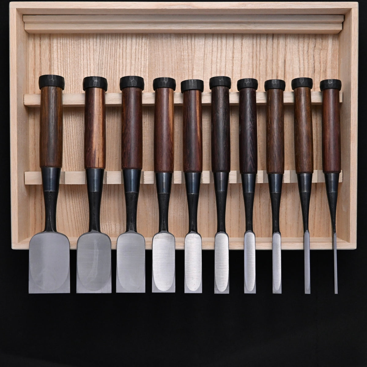 宗家大内 追入組鑿 鉄刀木柄 桐箱付    Ouchi Bench chisels set Bombay Blackwood Handle by Ouchi 4th generation #1