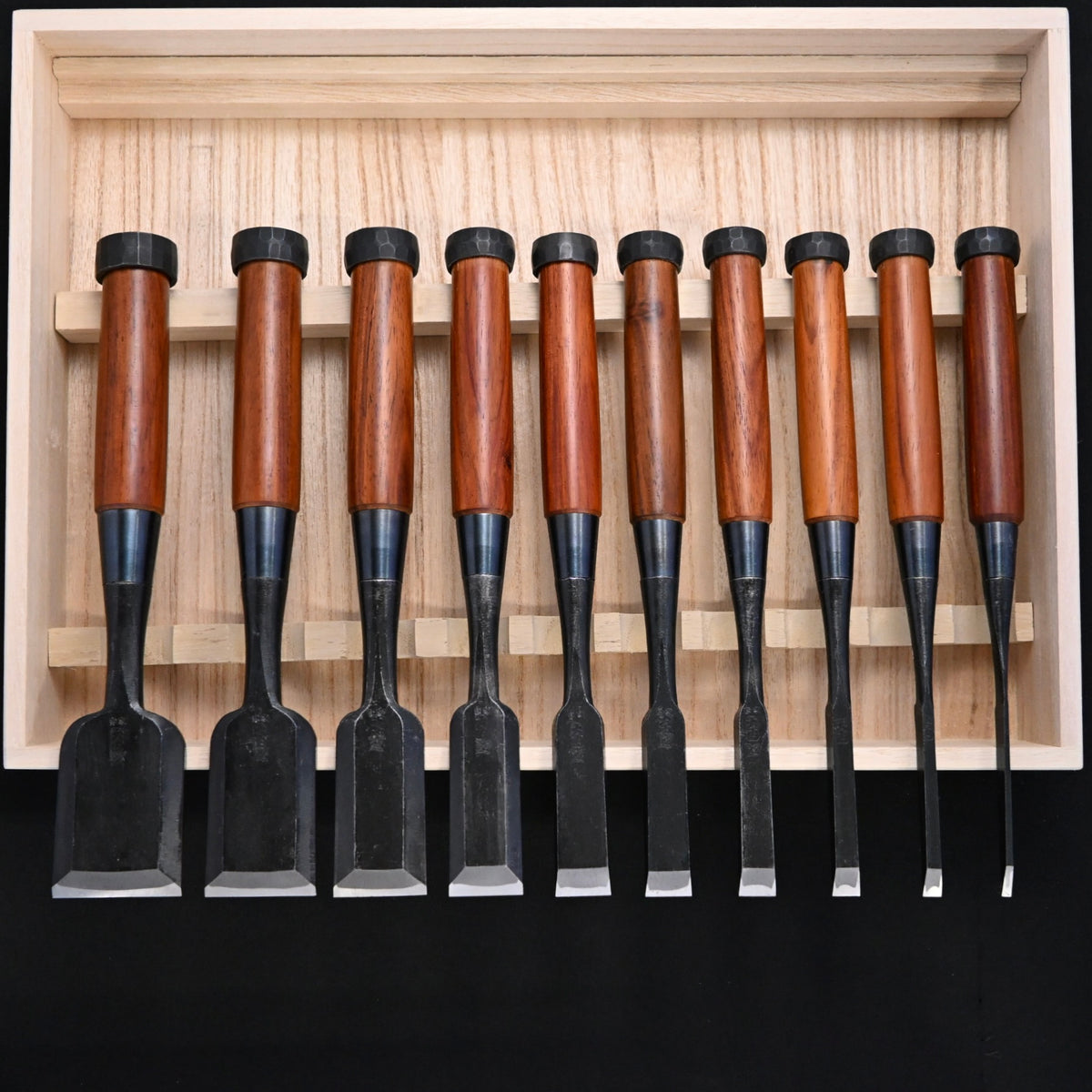 宗家大内 追入組鑿 紫檀柄 桐箱付    Ouchi Bench chisels set RoseWood Handle by Ouchi 4th generation #7