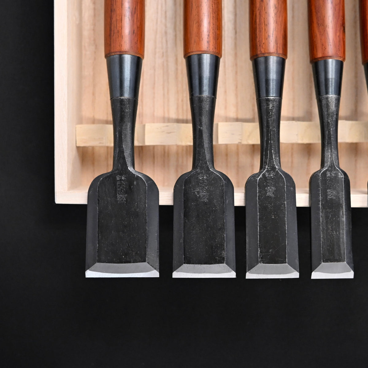 宗家大内 追入組鑿 紫檀柄 桐箱付    Ouchi Bench chisels set RoseWood Handle by Ouchi 4th generation #7