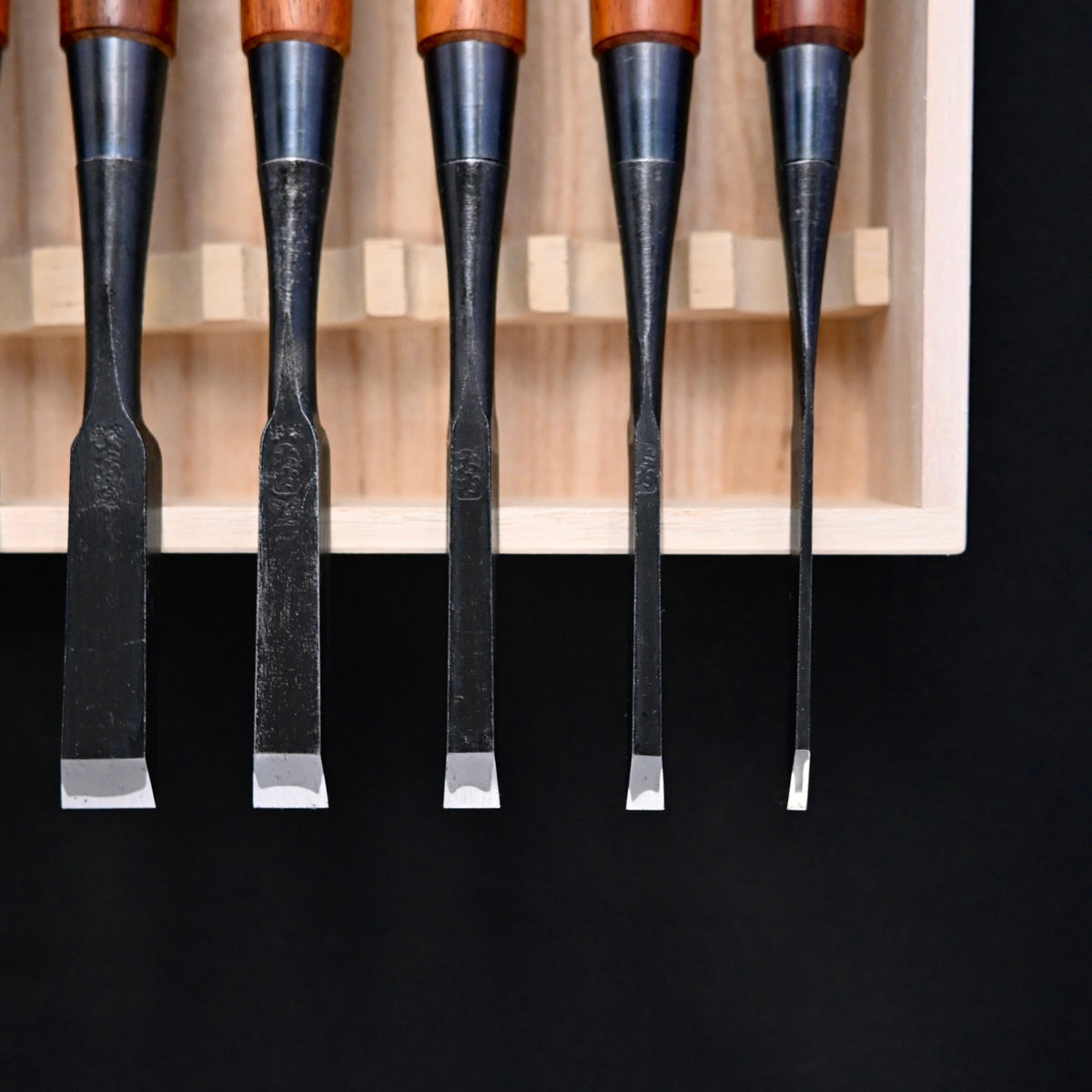 宗家大内 追入組鑿 紫檀柄 桐箱付    Ouchi Bench chisels set RoseWood Handle by Ouchi 4th generation #7