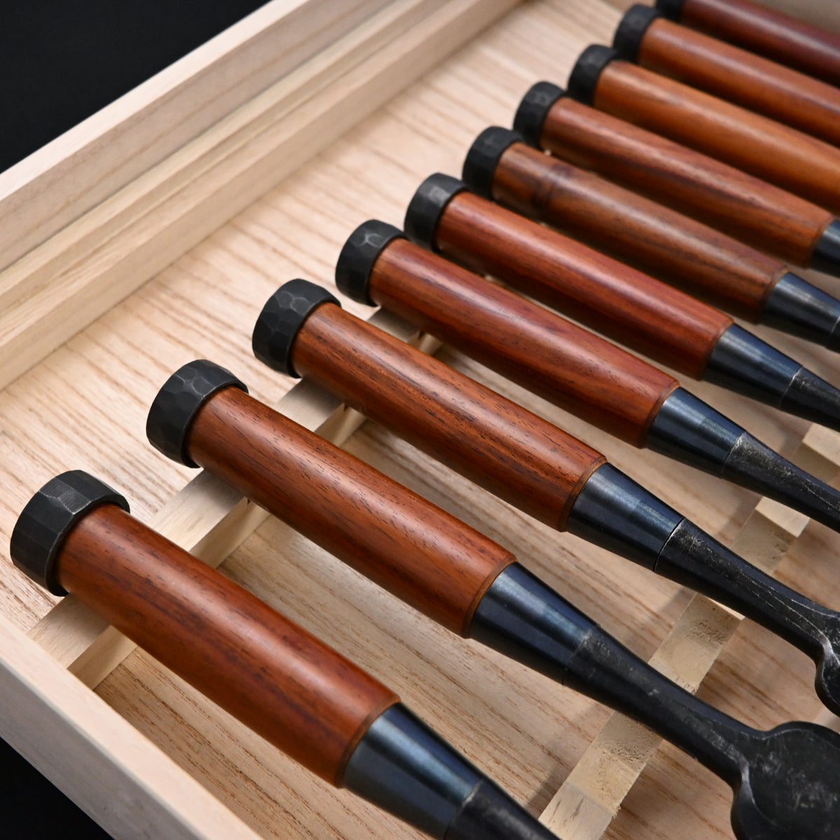 宗家大内 追入組鑿 紫檀柄 桐箱付    Ouchi Bench chisels set RoseWood Handle by Ouchi 4th generation #7
