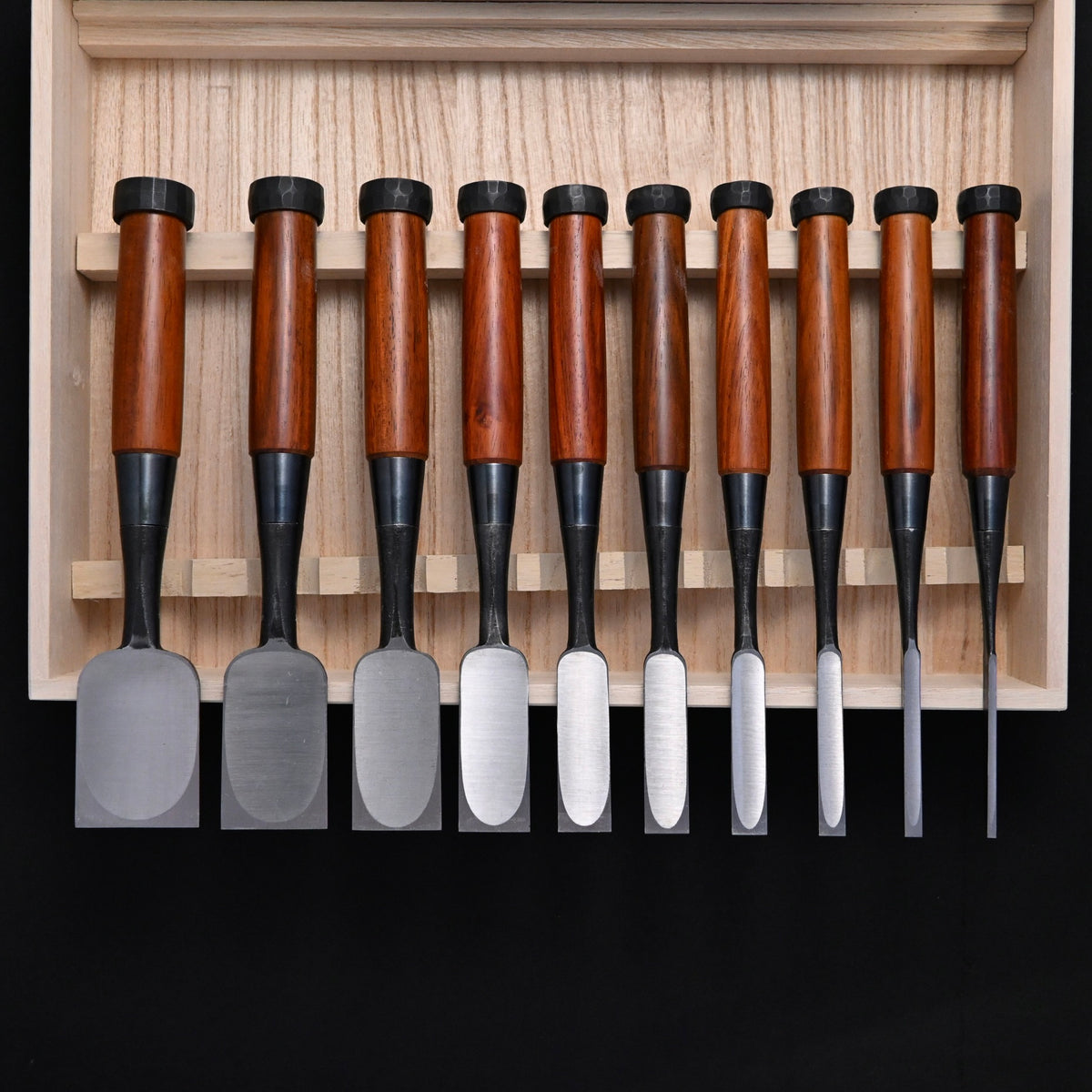 宗家大内 追入組鑿 紫檀柄 桐箱付    Ouchi Bench chisels set RoseWood Handle by Ouchi 4th generation #7