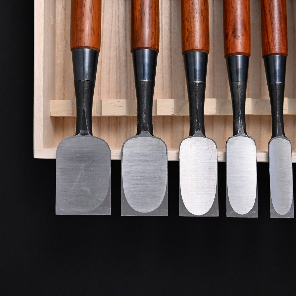宗家大内 追入組鑿 紫檀柄 桐箱付    Ouchi Bench chisels set RoseWood Handle by Ouchi 4th generation #7