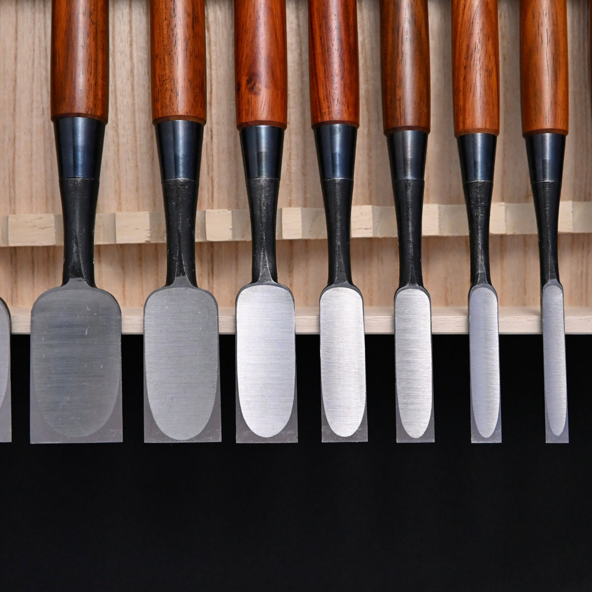 宗家大内 追入組鑿 紫檀柄 桐箱付    Ouchi Bench chisels set RoseWood Handle by Ouchi 4th generation #7