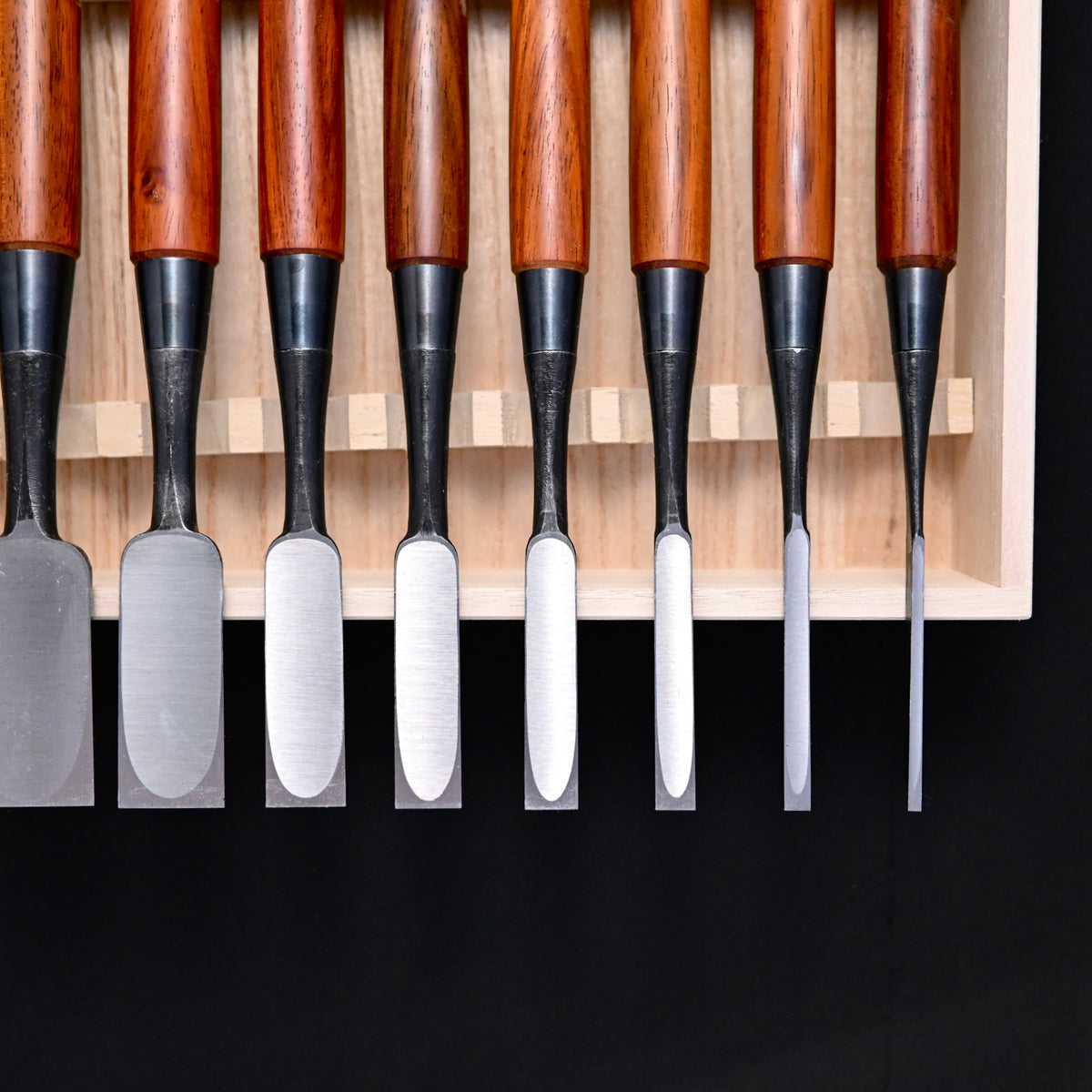 宗家大内 追入組鑿 紫檀柄 桐箱付    Ouchi Bench chisels set RoseWood Handle by Ouchi 4th generation #7
