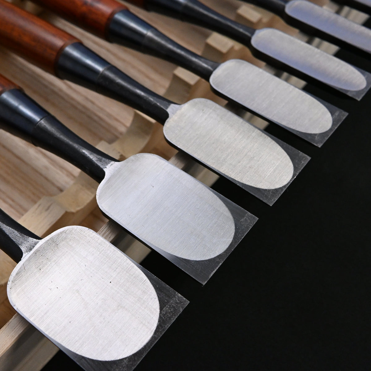 宗家大内 追入組鑿 紫檀柄 桐箱付    Ouchi Bench chisels set RoseWood Handle by Ouchi 4th generation #7