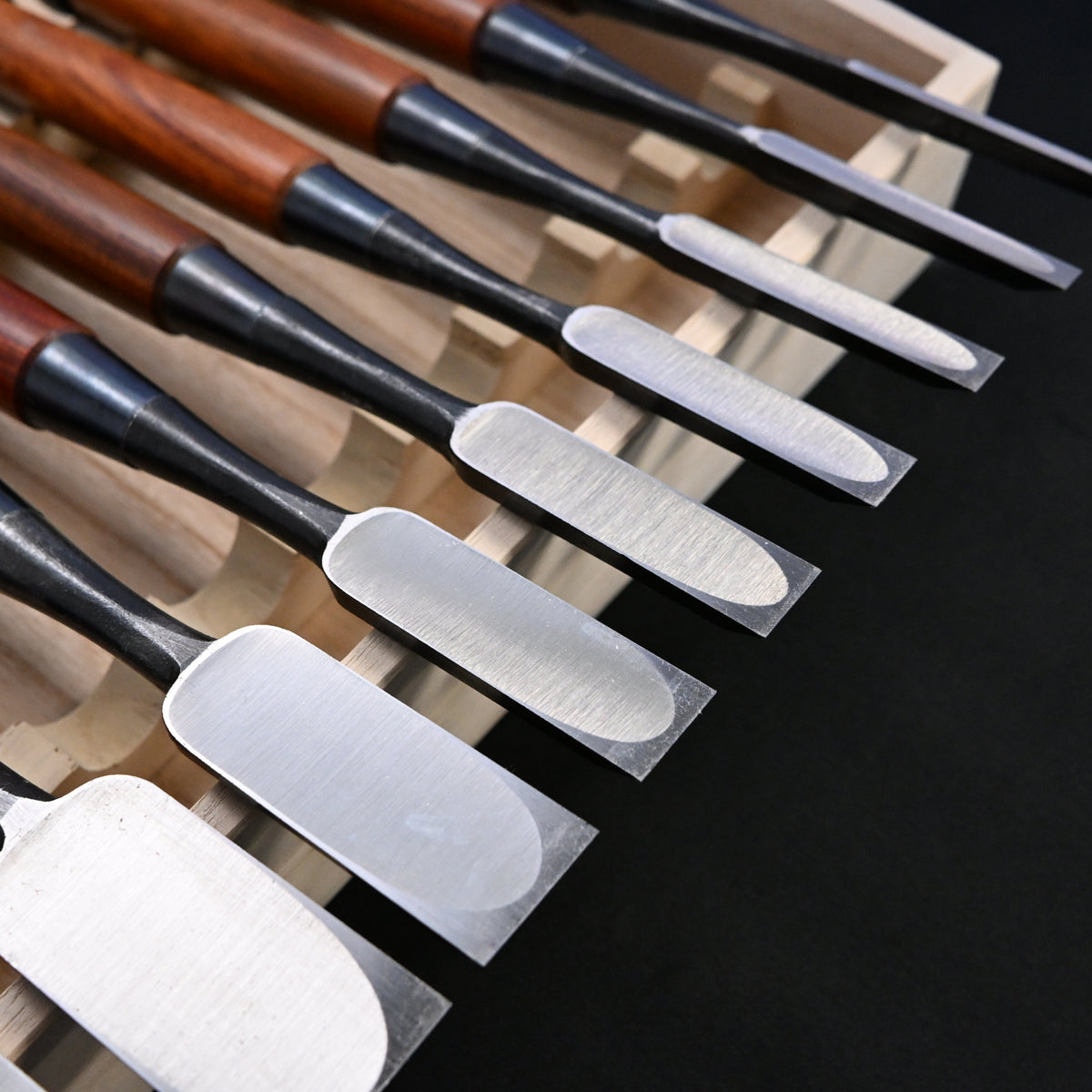 宗家大内 追入組鑿 紫檀柄 桐箱付    Ouchi Bench chisels set RoseWood Handle by Ouchi 4th generation #7