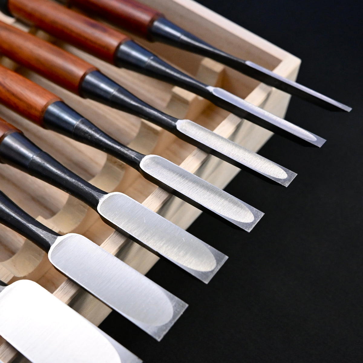宗家大内 追入組鑿 紫檀柄 桐箱付    Ouchi Bench chisels set RoseWood Handle by Ouchi 4th generation #7