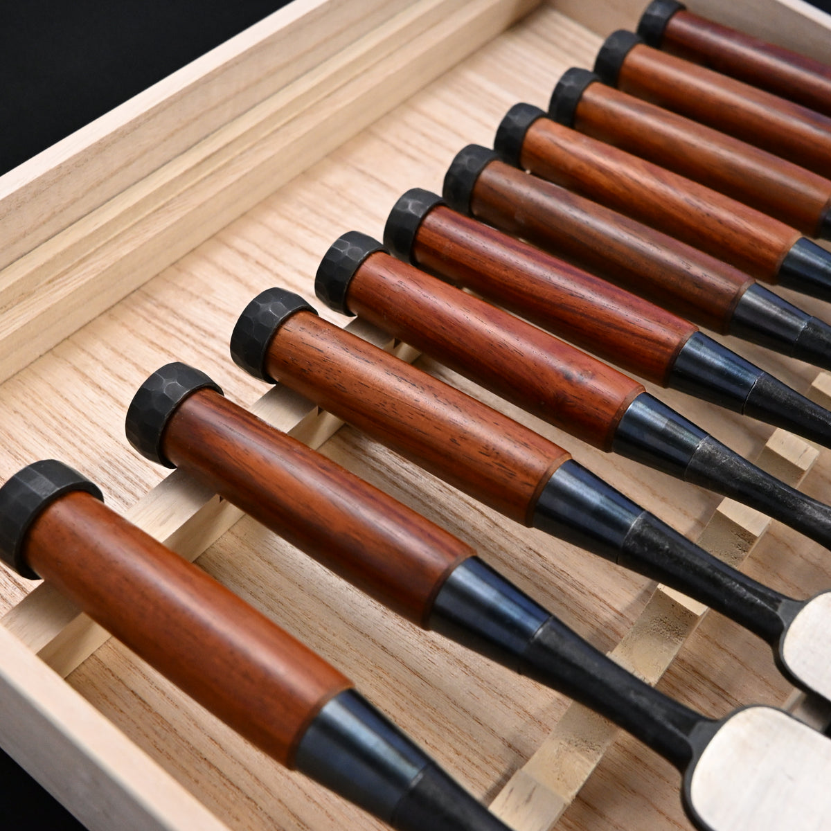 宗家大内 追入組鑿 紫檀柄 桐箱付    Ouchi Bench chisels set RoseWood Handle by Ouchi 4th generation #7