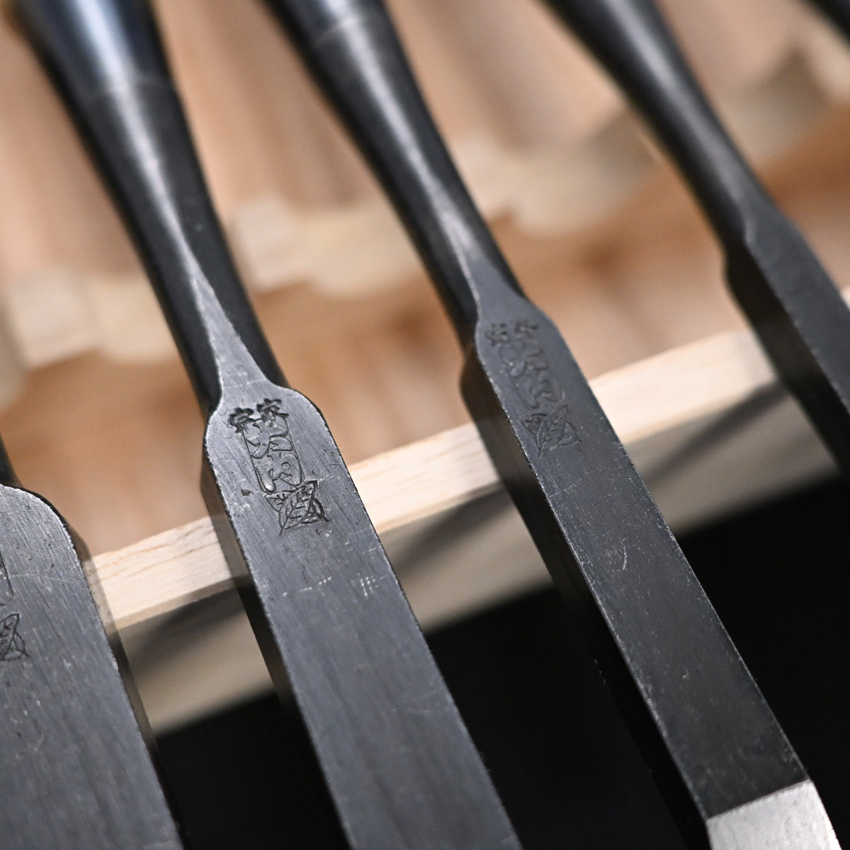 Ouchi Bench chisels set by Ouchi 4th generation white Oak Handle  宗家大内 追入組鑿 芯持白樫柄 桐箱付 四代目大内俊明作