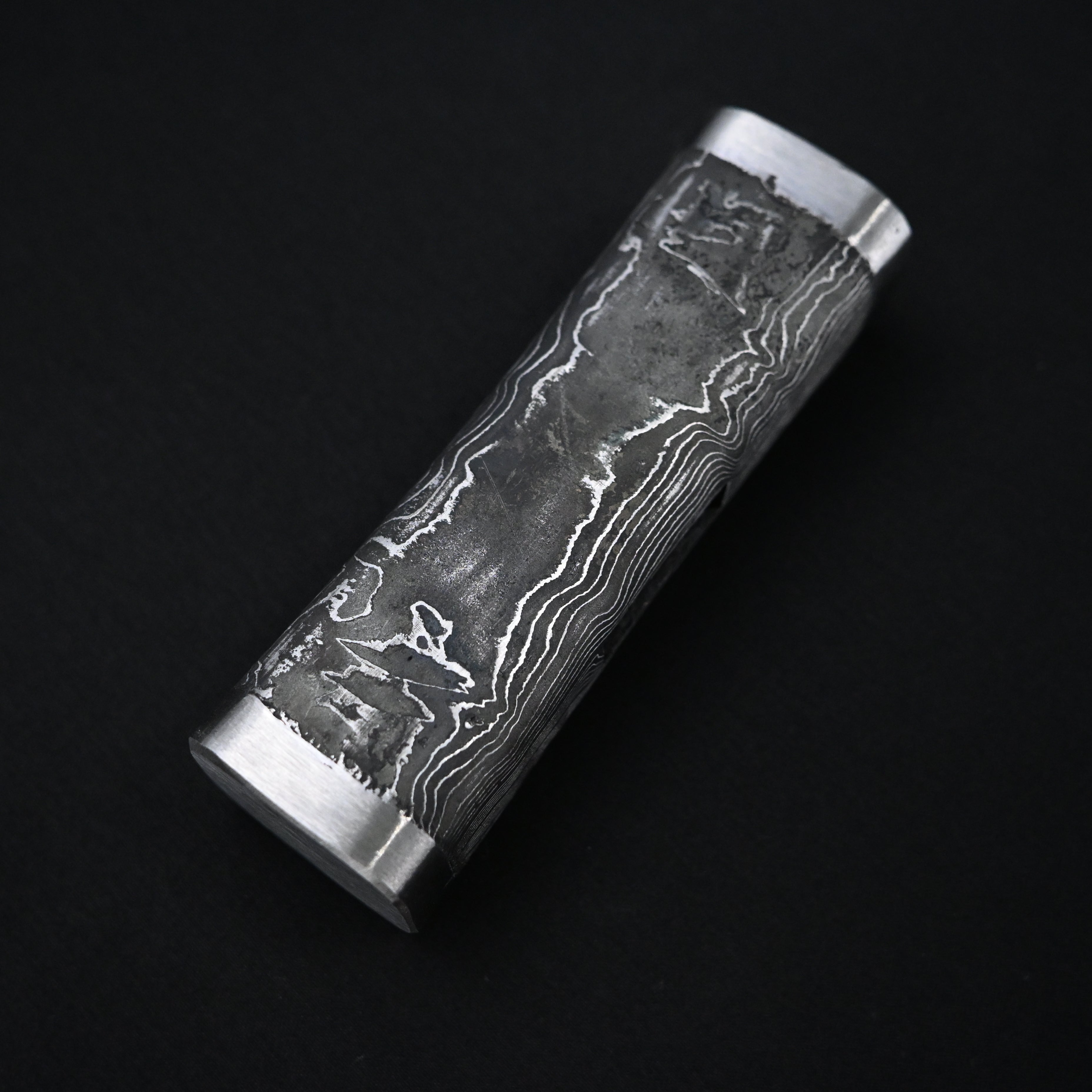 道心斎正行 鋼付四角玄翁 黒木目 120匁   Old stock Masatsura Damascus Hand made Pasting steel  Square Hammers