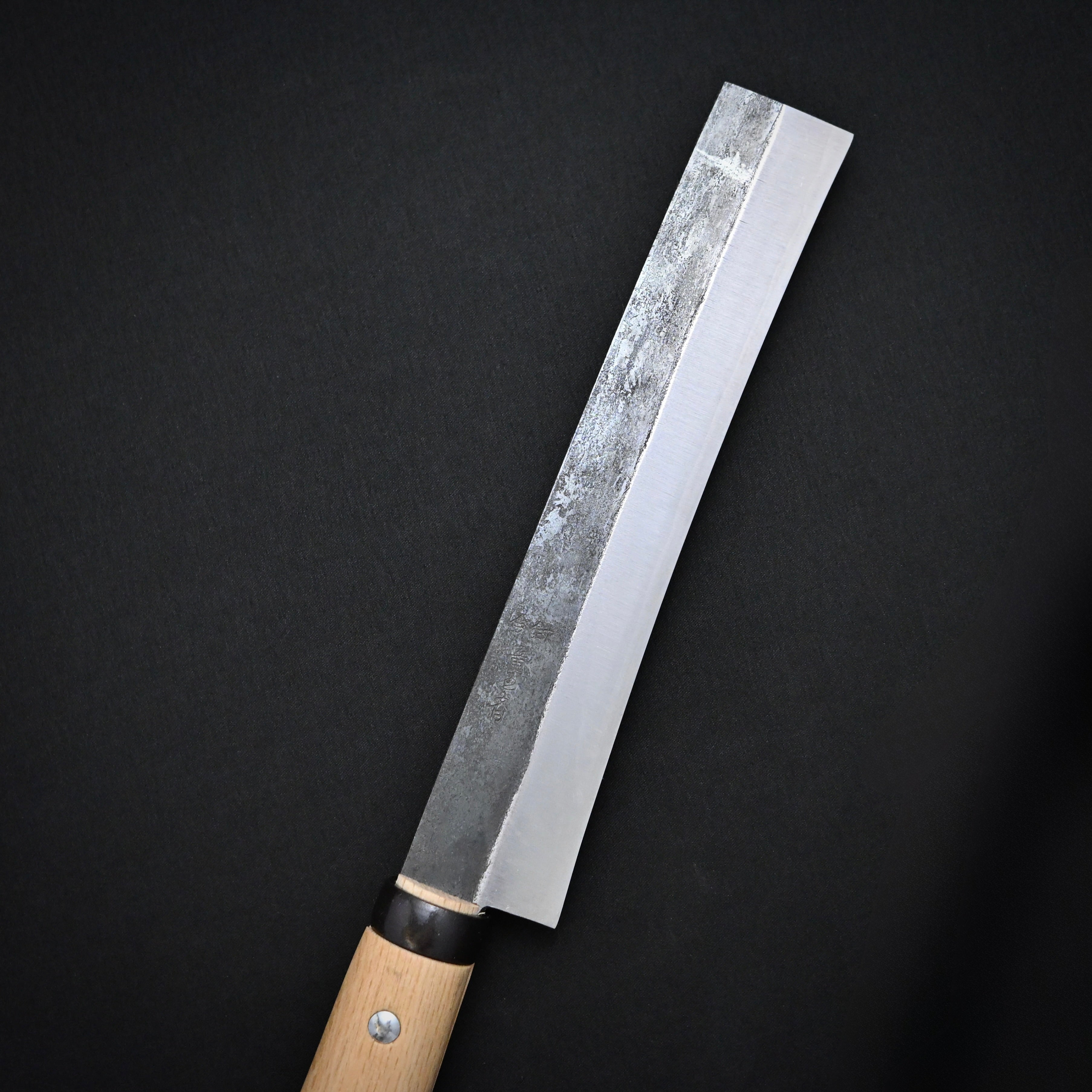 Ryuosai Bamboo Splitting Nata Curved Blade with blade guard 180mm   竜王斎（カーブ刃）竹割鉈  刃あて付