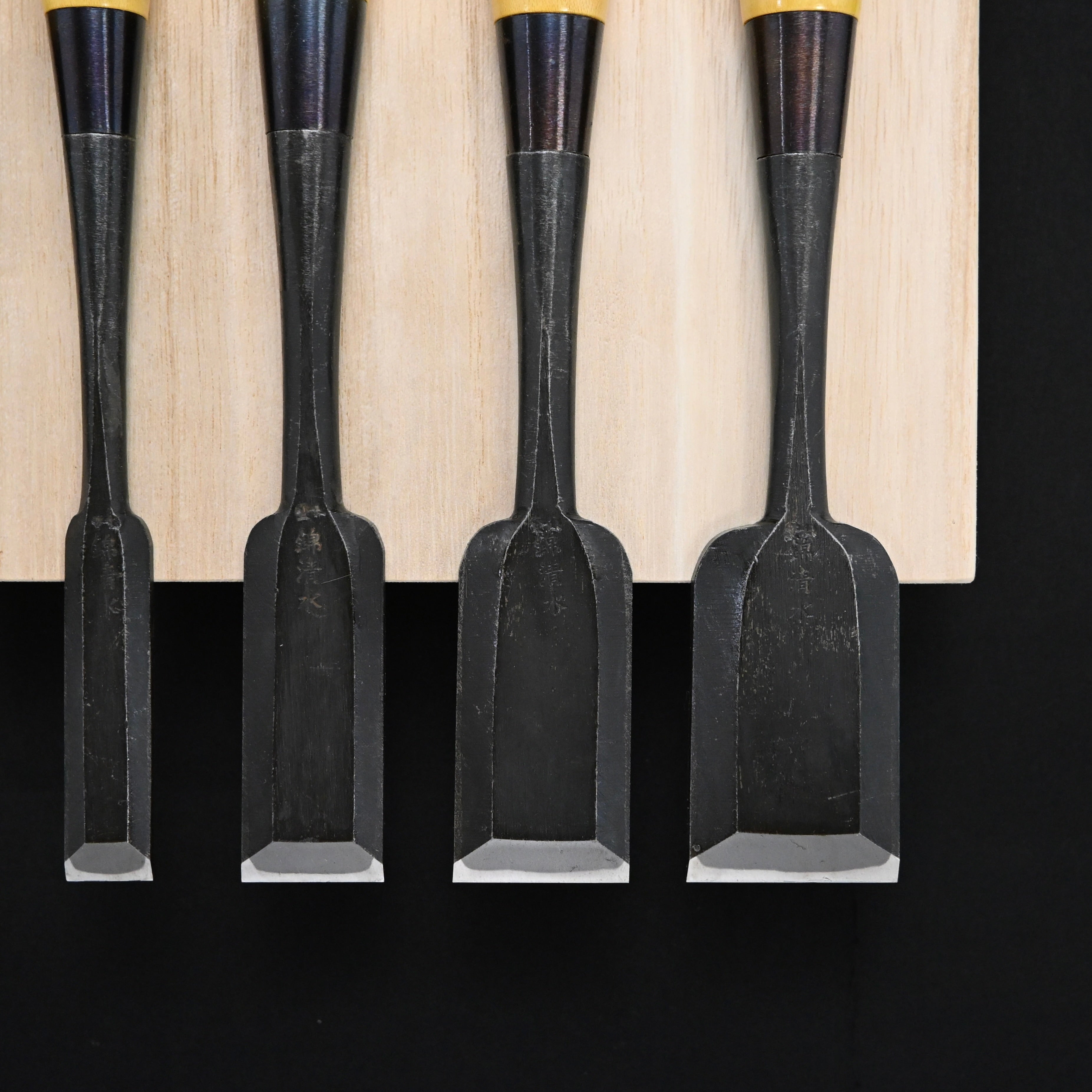 #9掘出し物  錦清水 鑿5本セット グミ柄     Rare Stock Nishiki Kiyomi Chisels Set 5pc with Gumi Handle