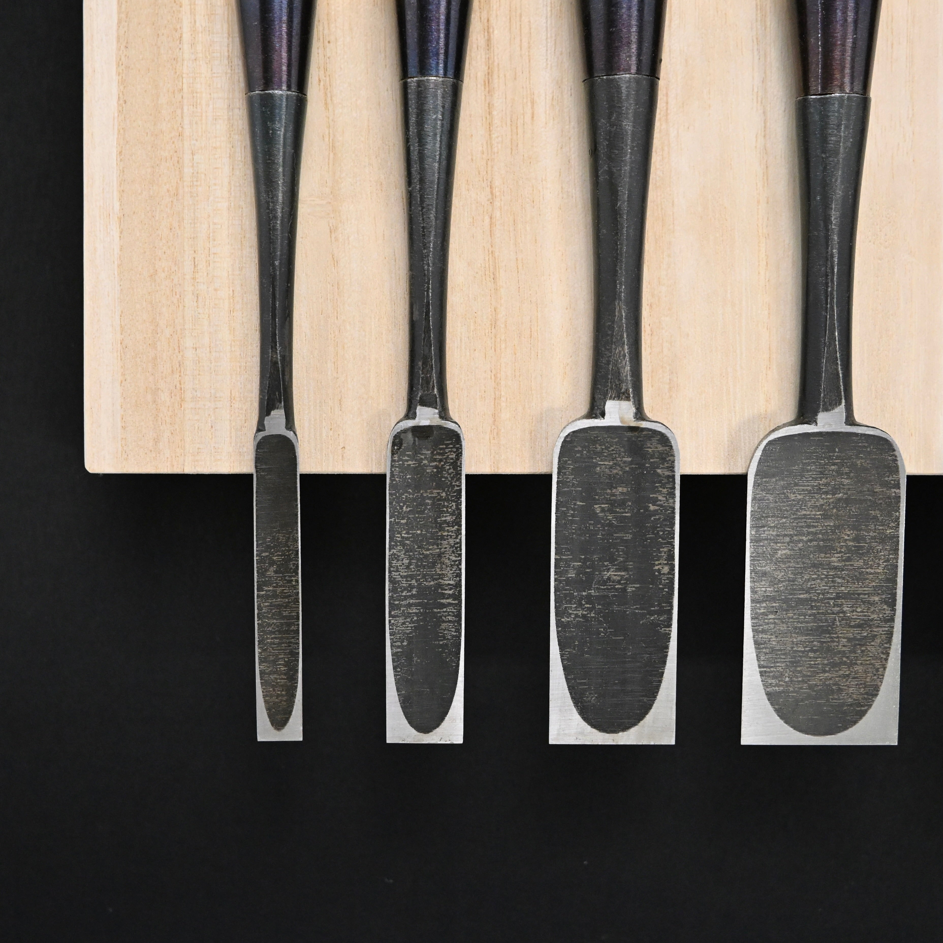 #9掘出し物  錦清水 鑿5本セット グミ柄     Rare Stock Nishiki Kiyomi Chisels Set 5pc with Gumi Handle