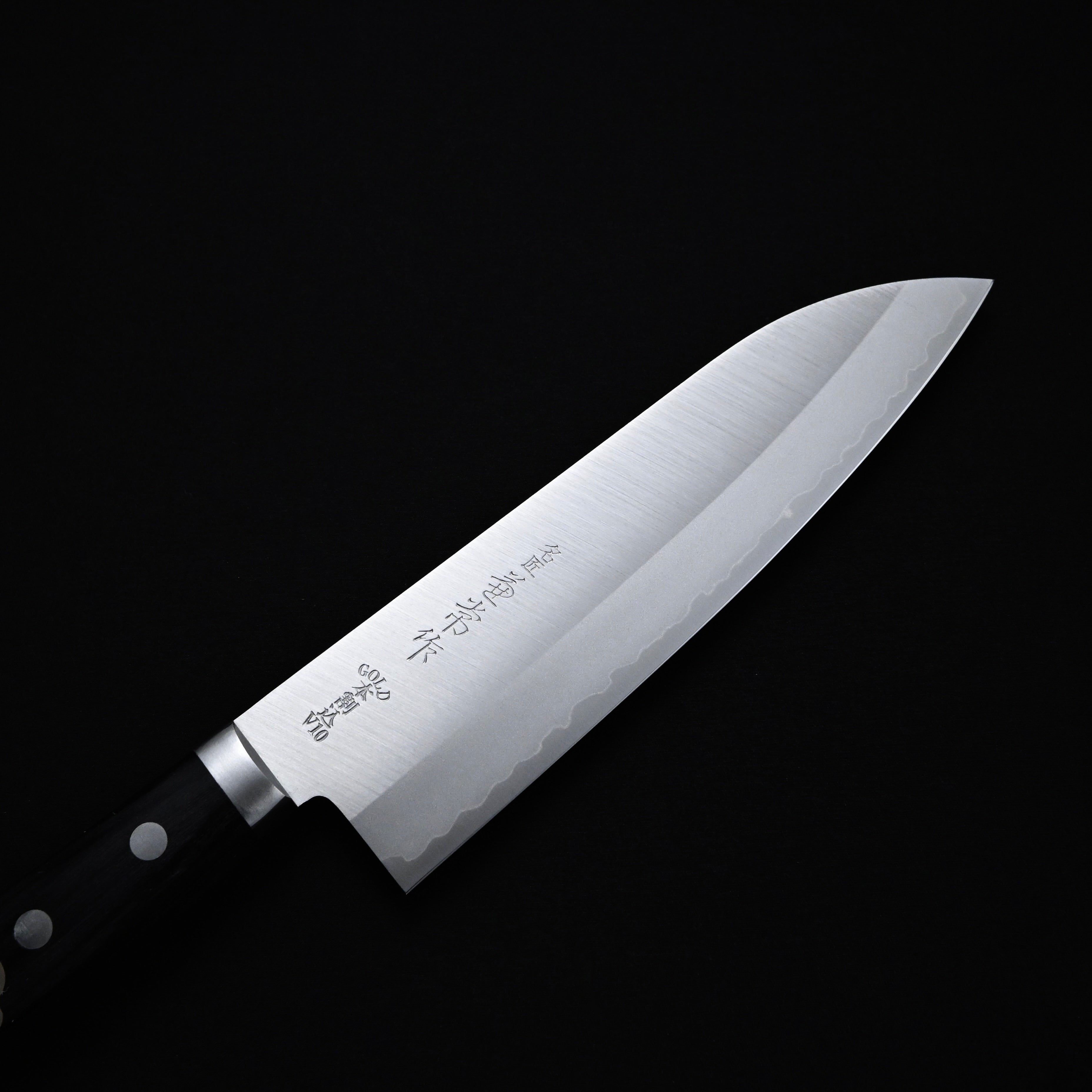 兼常作 本割込DPゴールド 口金付 黒合板柄 三徳型165mm Kanetsune