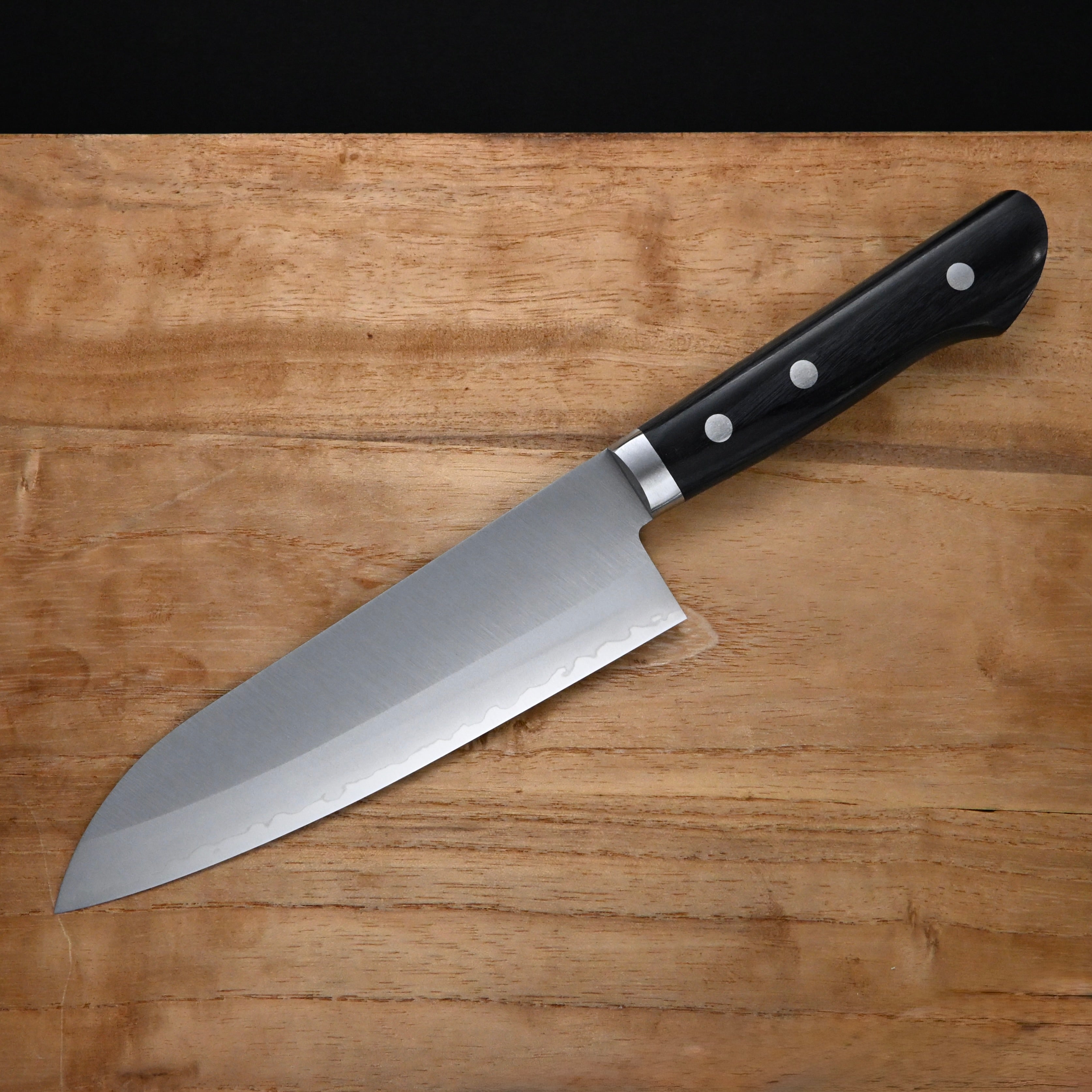 兼常作 本割込DPゴールド 口金付 黒合板柄 三徳型165mm Kanetsune