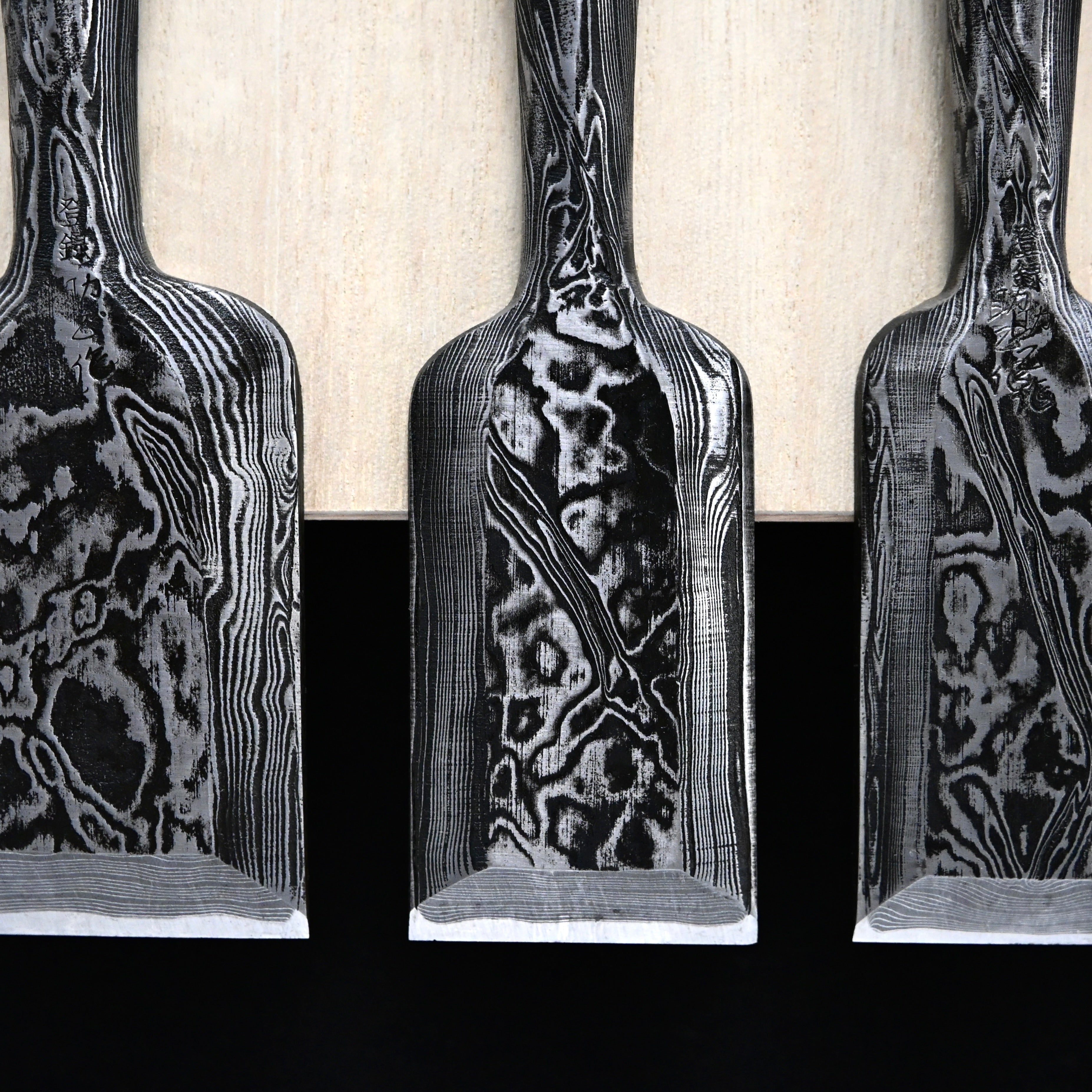 Sukemasa Suminagashi Bench chisels set with Box wood Handles 助正 墨流し 追入組鑿  柘植柄付