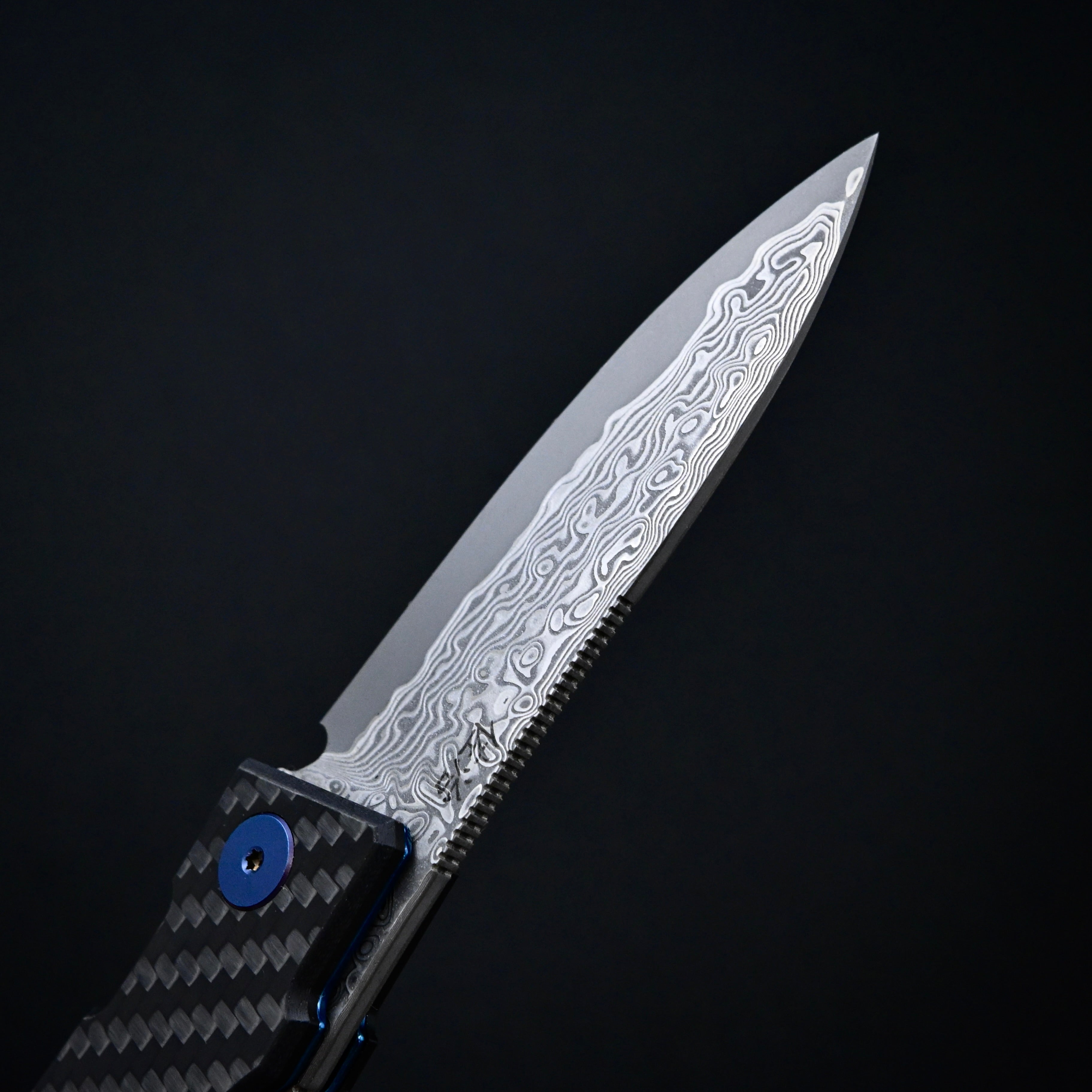 佐治武士作 ZOLDYCK ダマスカス折込ナイフ85ｍｍ   ZOLDYCK Damascus Folding Knife 85mm by Takeshi Saji