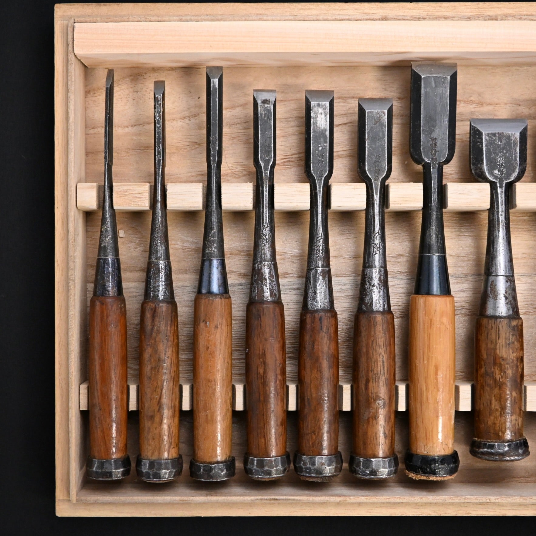 Funahiro Used Bench chisels 10pc set  中古 元寿舟弘 船津祐司作 追入組鑿 Oirenomi