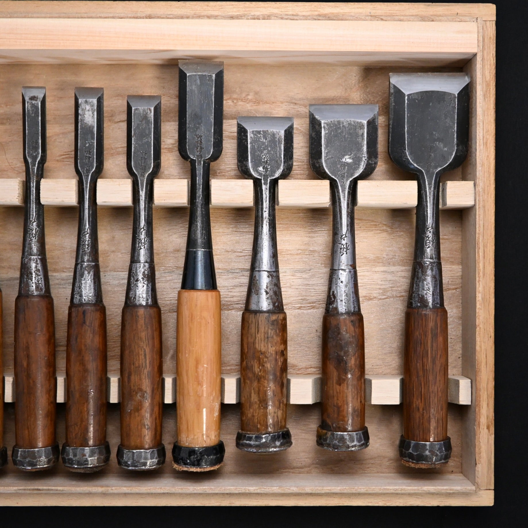 Funahiro Used Bench chisels 10pc set  中古 元寿舟弘 船津祐司作 追入組鑿 Oirenomi