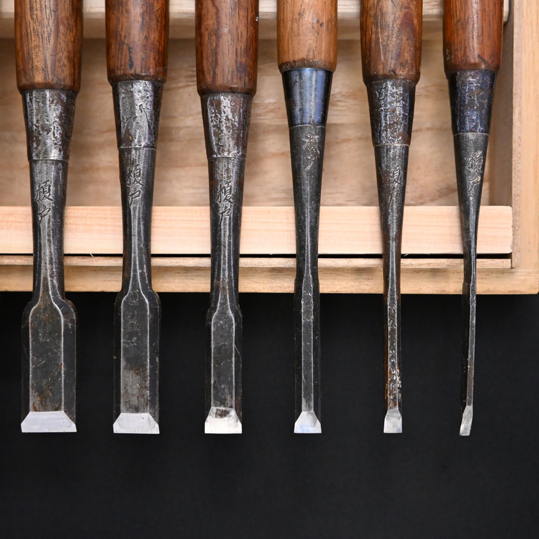 Funahiro Used Bench chisels 10pc set  中古 元寿舟弘 船津祐司作 追入組鑿 Oirenomi
