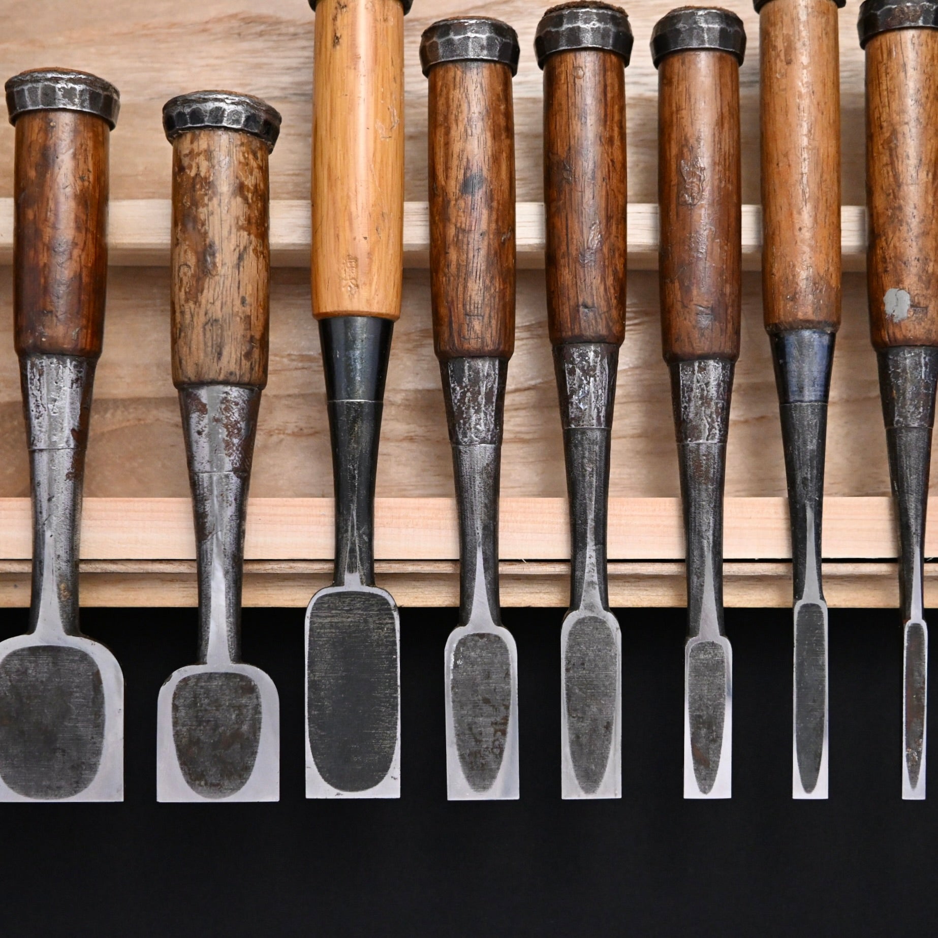 Funahiro Used Bench chisels 10pc set  中古 元寿舟弘 船津祐司作 追入組鑿 Oirenomi