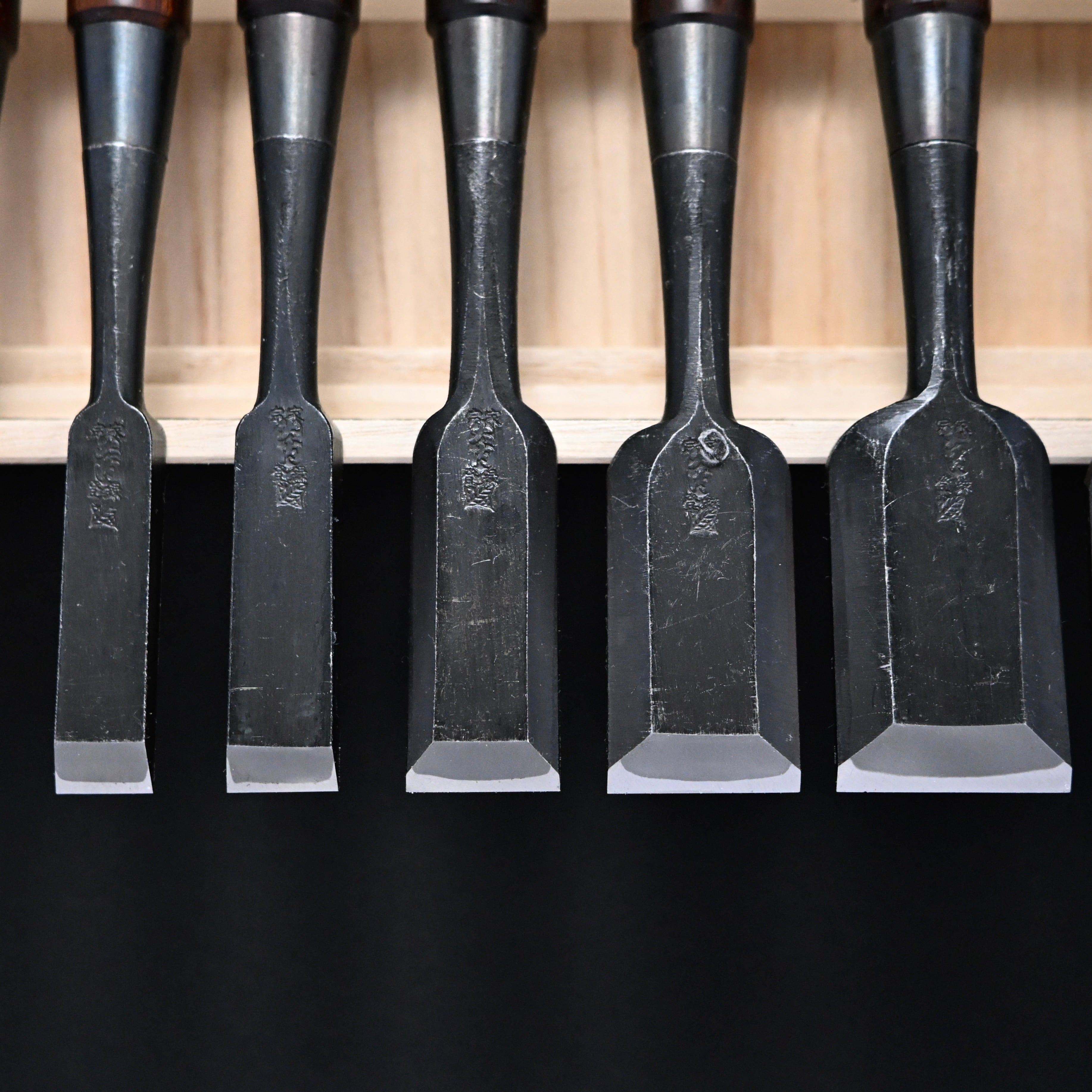 #6 Ouchi Bench chisels set RoseWood Handle by Ouchi 4th generation  宗家大内 追入組鑿 紫檀柄 桐箱付 四代目大内俊明作