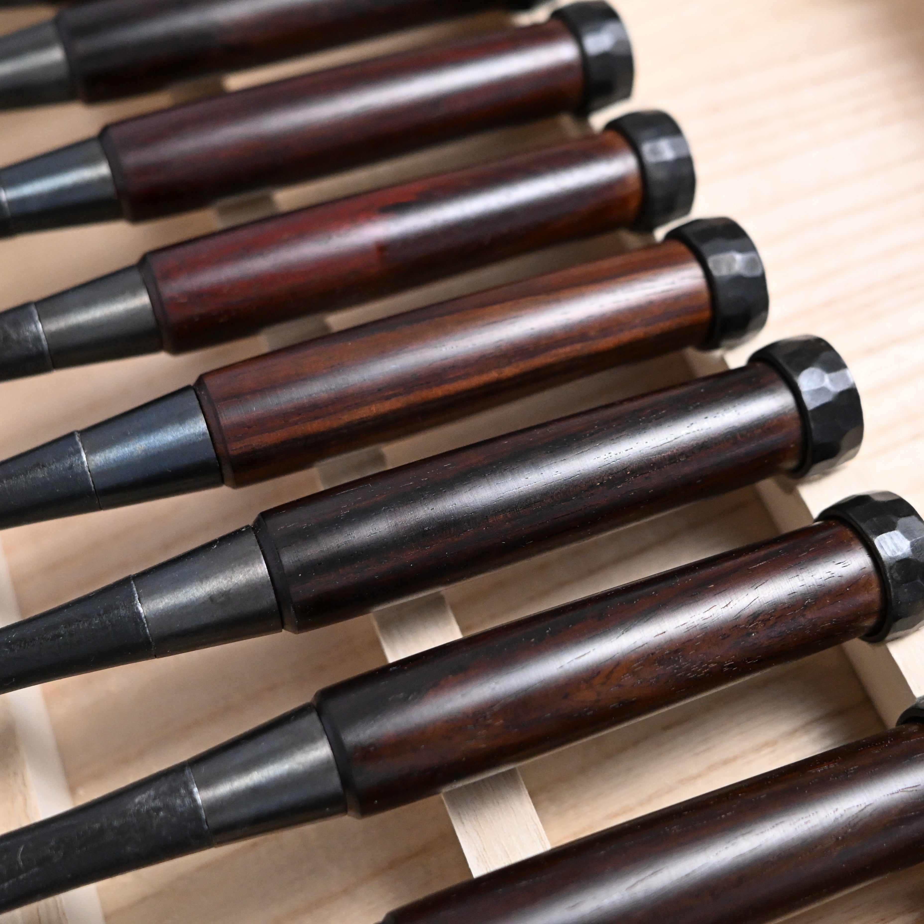 #6 Ouchi Bench chisels set RoseWood Handle by Ouchi 4th generation  宗家大内 追入組鑿 紫檀柄 桐箱付 四代目大内俊明作