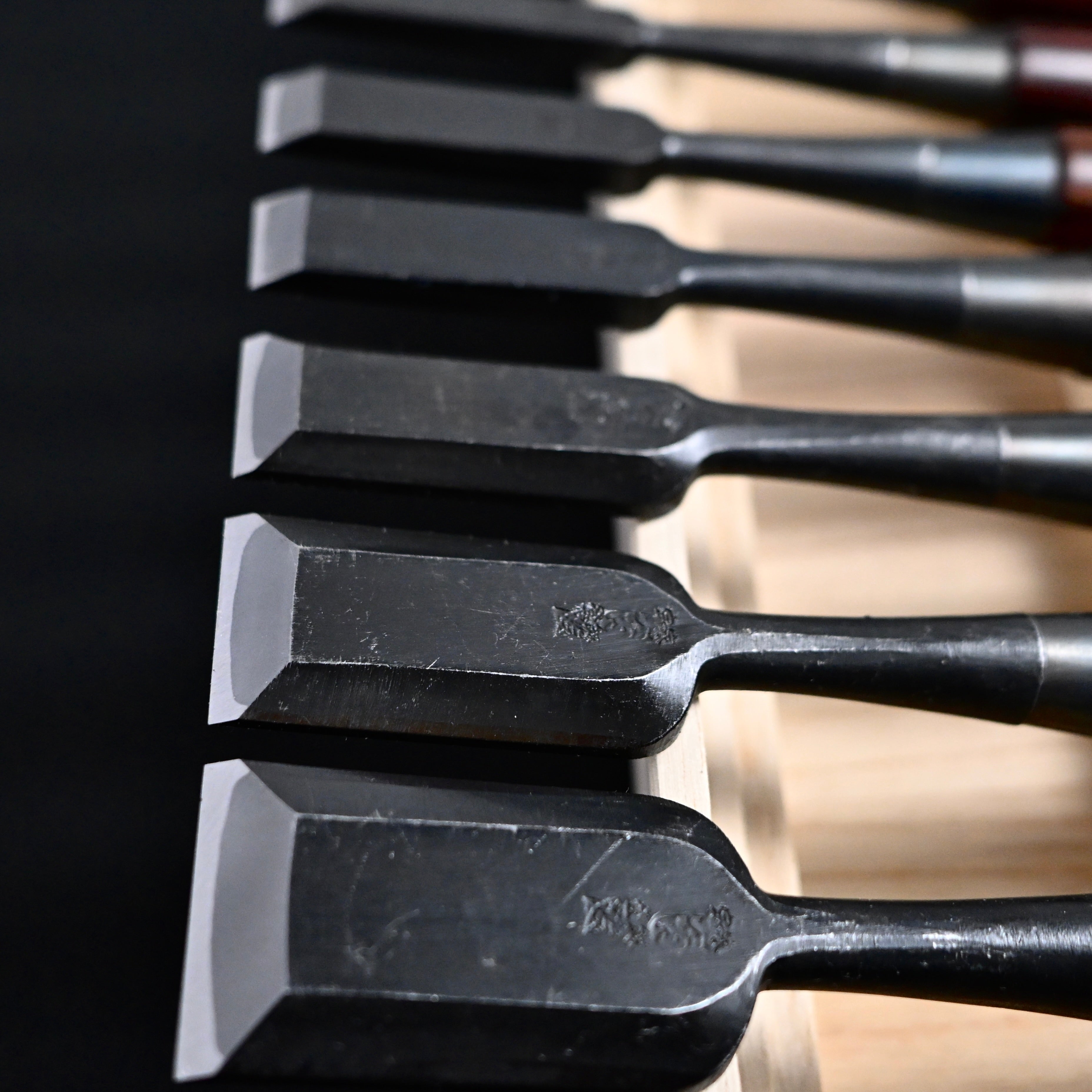#6 Ouchi Bench chisels set RoseWood Handle by Ouchi 4th generation  宗家大内 追入組鑿 紫檀柄 桐箱付 四代目大内俊明作
