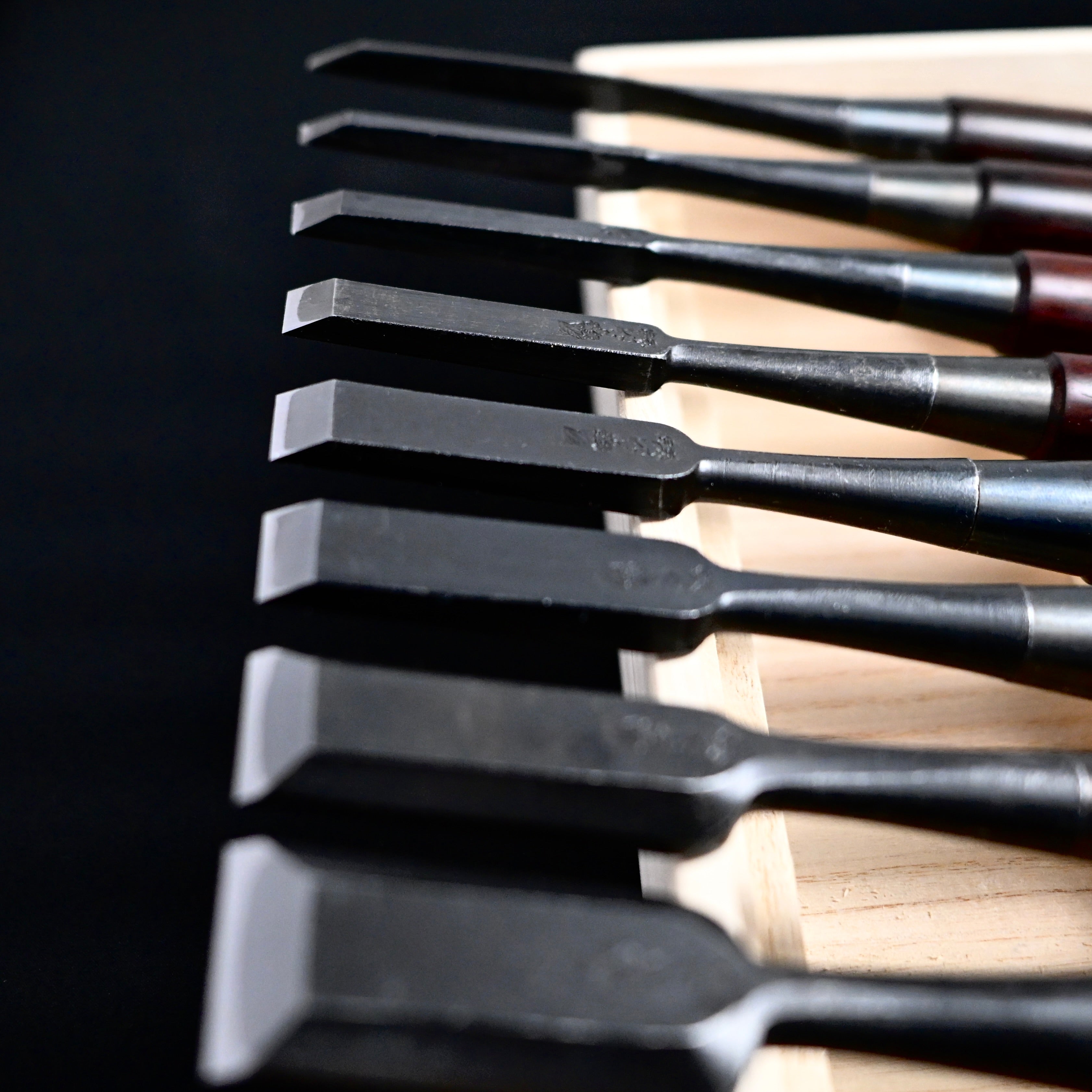 #6 Ouchi Bench chisels set RoseWood Handle by Ouchi 4th generation  宗家大内 追入組鑿 紫檀柄 桐箱付 四代目大内俊明作