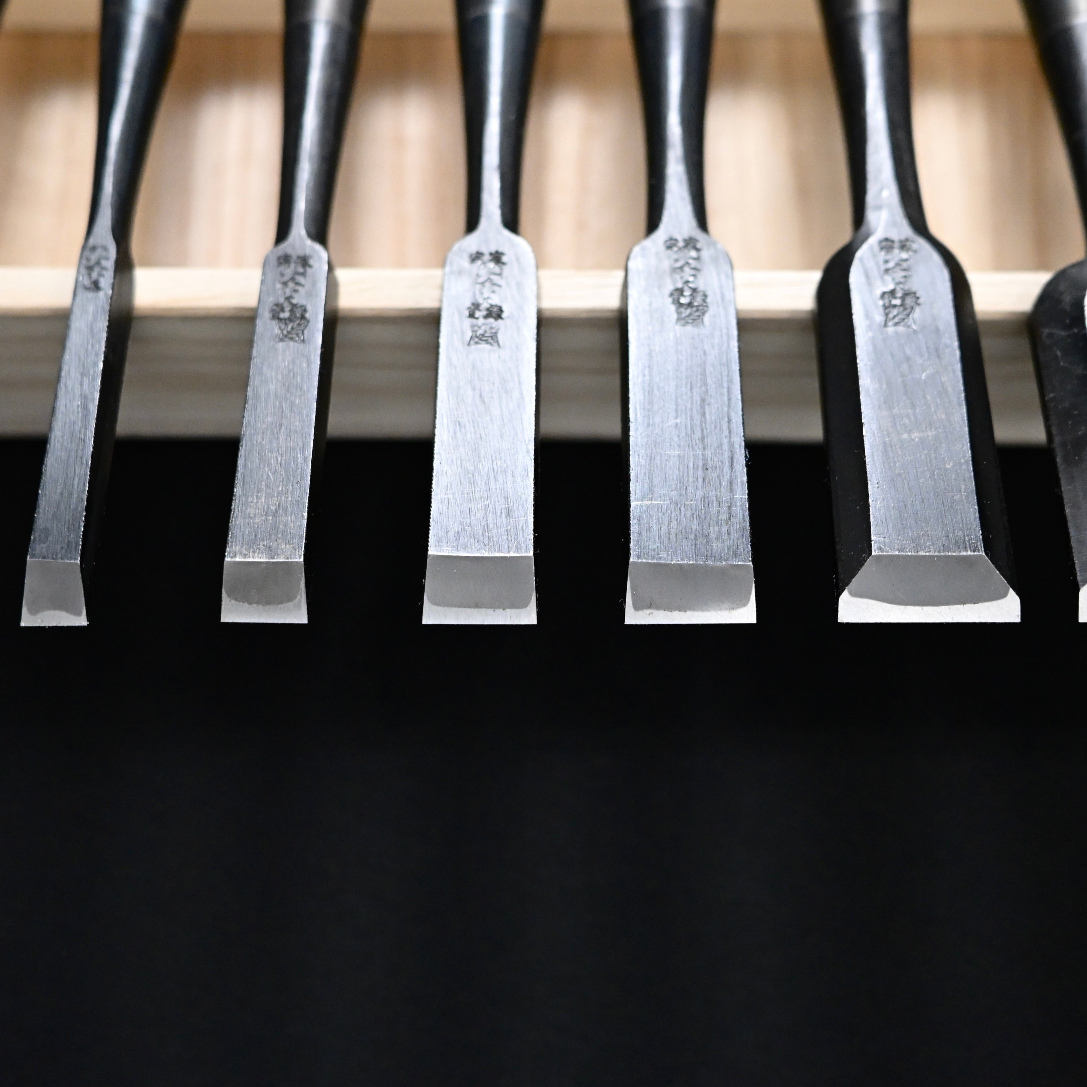 #6 Ouchi Bench chisels set RoseWood Handle by Ouchi 4th generation  宗家大内 追入組鑿 紫檀柄 桐箱付 四代目大内俊明作