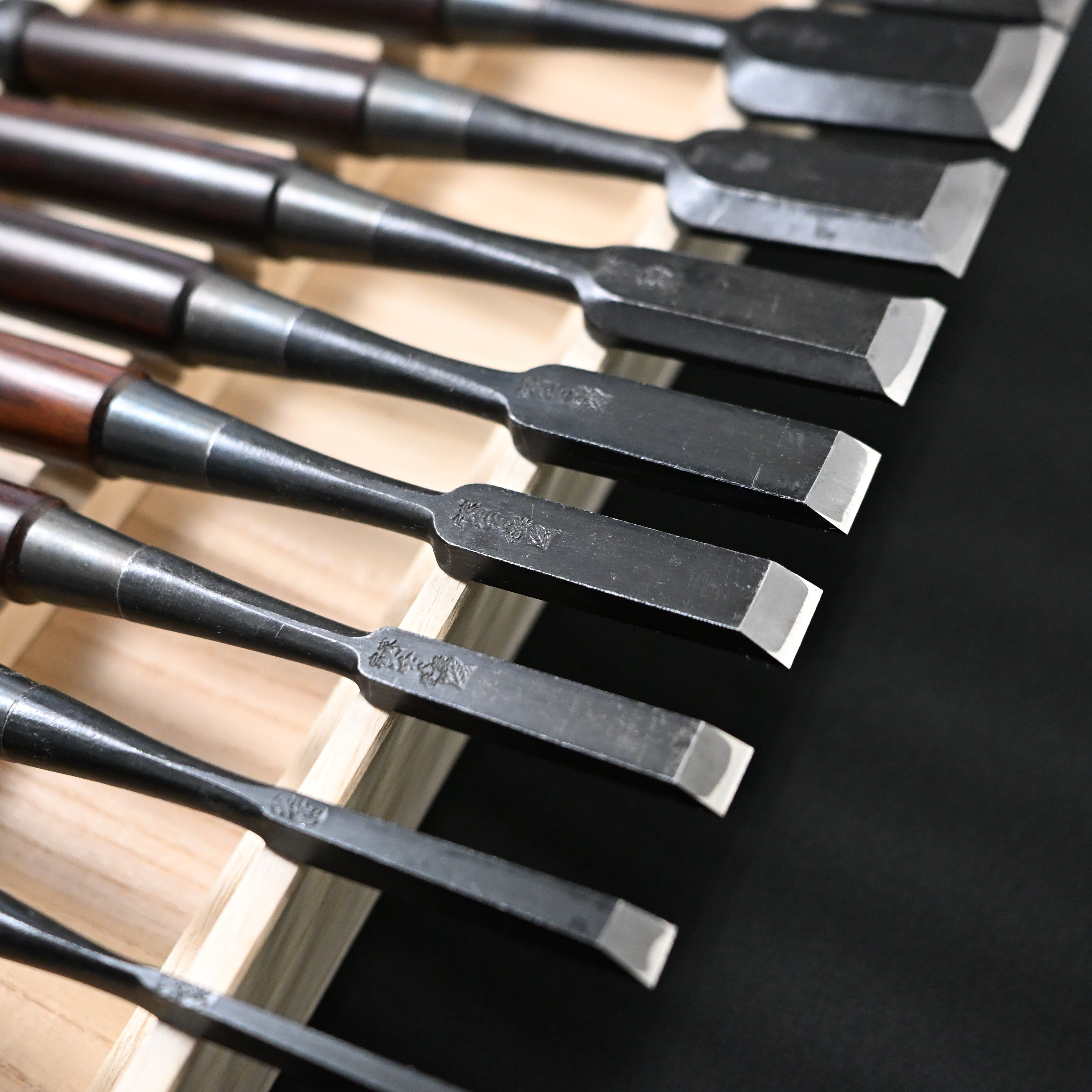 #6 Ouchi Bench chisels set RoseWood Handle by Ouchi 4th generation  宗家大内 追入組鑿 紫檀柄 桐箱付 四代目大内俊明作