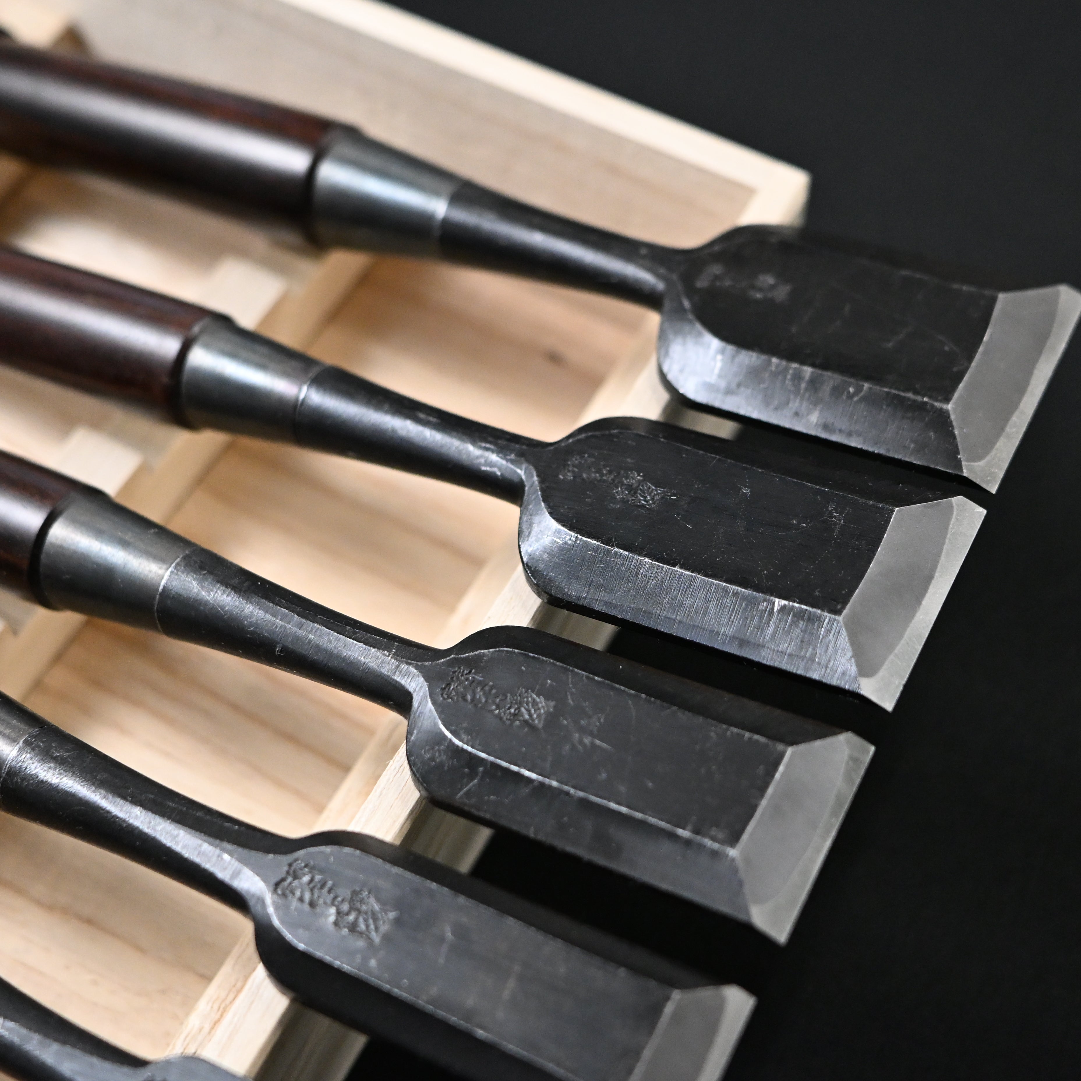 #6 Ouchi Bench chisels set RoseWood Handle by Ouchi 4th generation  宗家大内 追入組鑿 紫檀柄 桐箱付 四代目大内俊明作