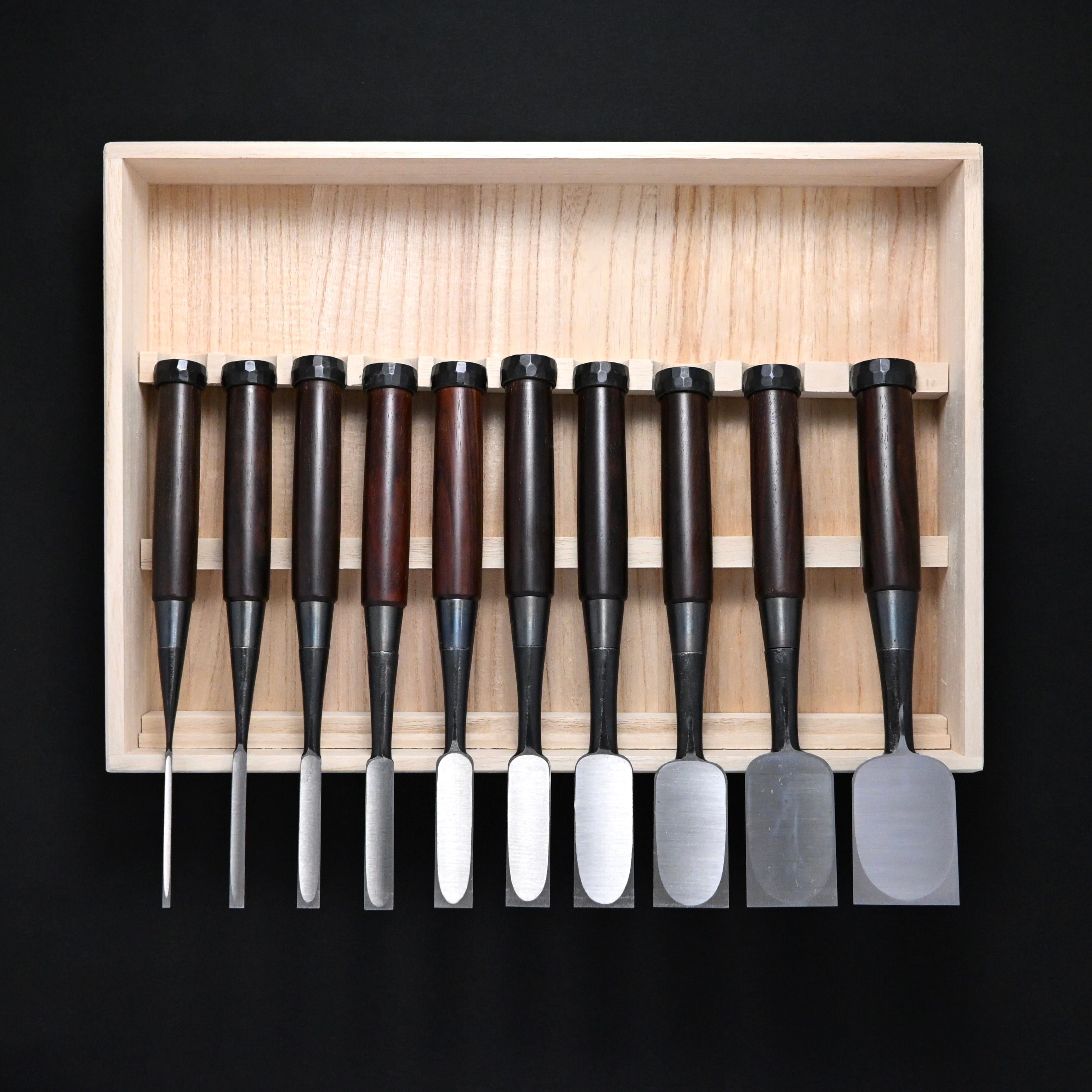 #6 Ouchi Bench chisels set RoseWood Handle by Ouchi 4th generation  宗家大内 追入組鑿 紫檀柄 桐箱付 四代目大内俊明作