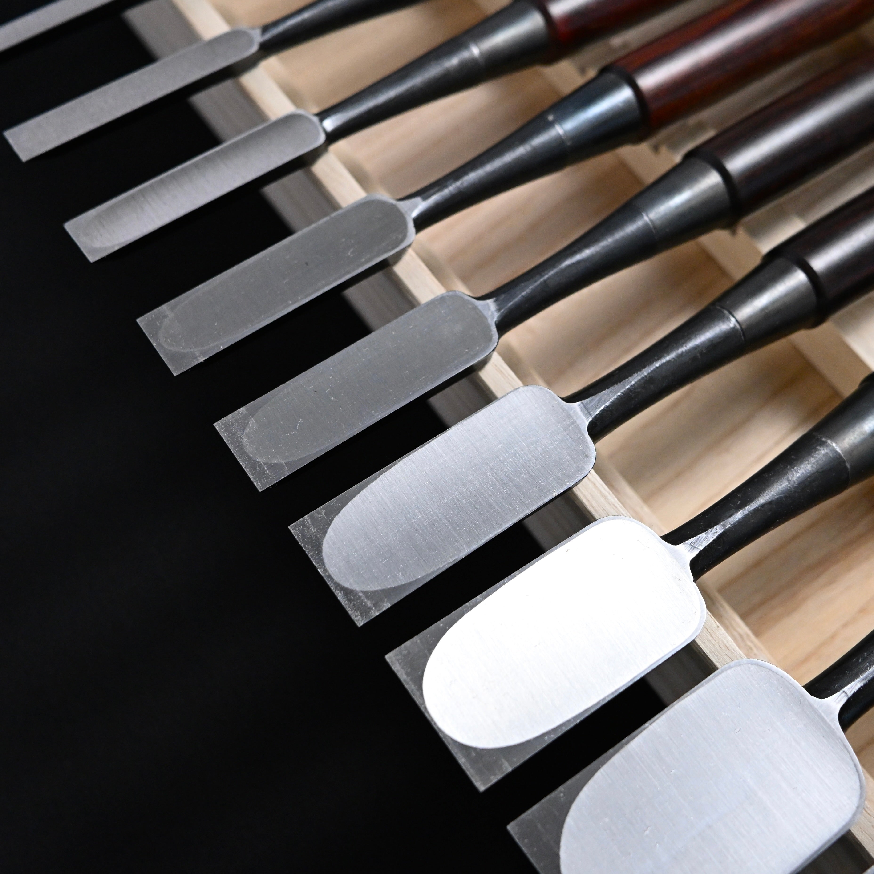 #6 Ouchi Bench chisels set RoseWood Handle by Ouchi 4th generation  宗家大内 追入組鑿 紫檀柄 桐箱付 四代目大内俊明作